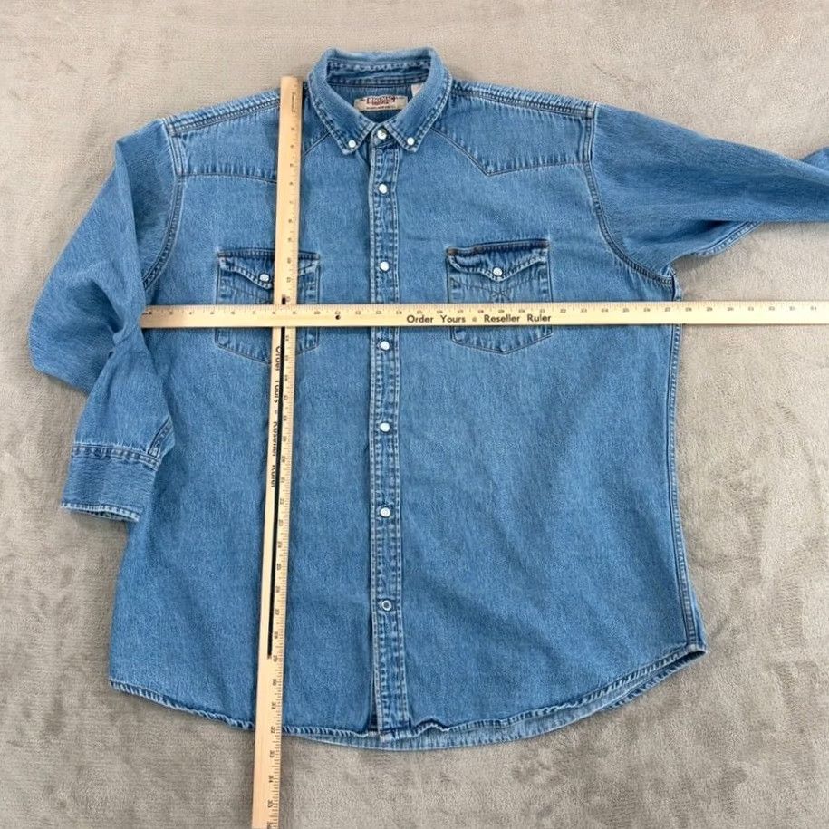 Polo Ralph Lauren VINTAGE Polo Ralph Lauren Denim Pearl Snap Western Workwear Shirt Men 2XLT Big & Tall Blue Long Sleeve Collared Size US XXL / EU 58 / 5 - 4 Thumbnail