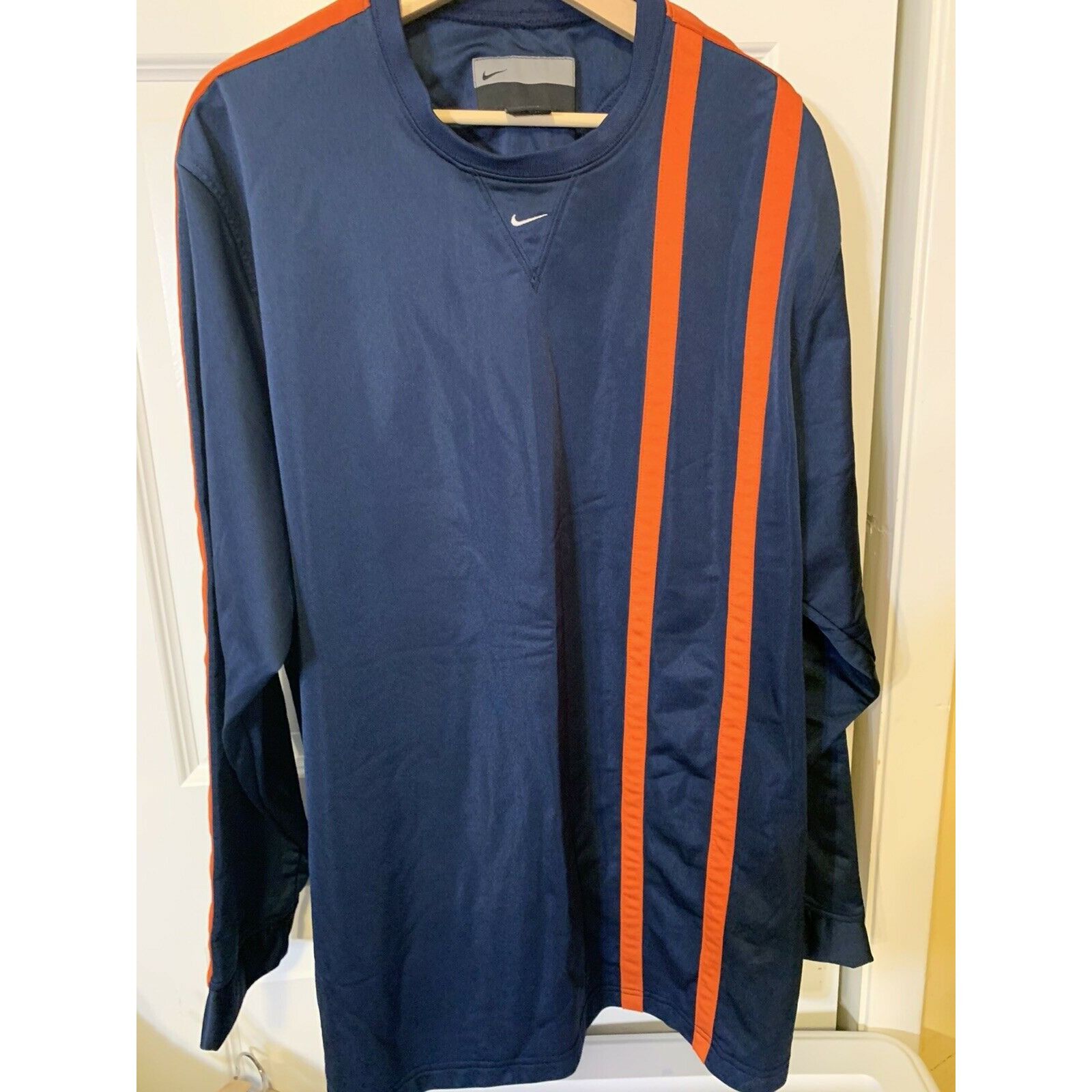 Nike VTG 90s Nike Center Swoosh Tonal Striped Polyester Longsleev Size US XXL / EU 58 / 5 - 4 Thumbnail