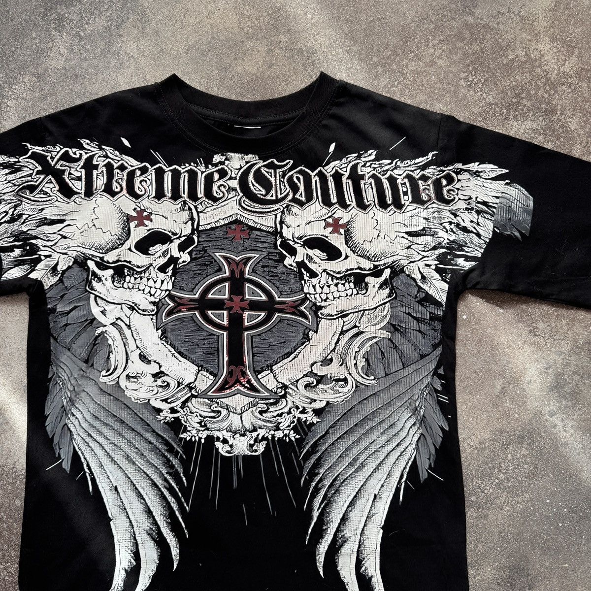 If Six Was Nine Y2K Affliction Style Skull Printed Gothic Long Sleeve Shirt Size US S / EU 44-46 / 1 - 4 Thumbnail