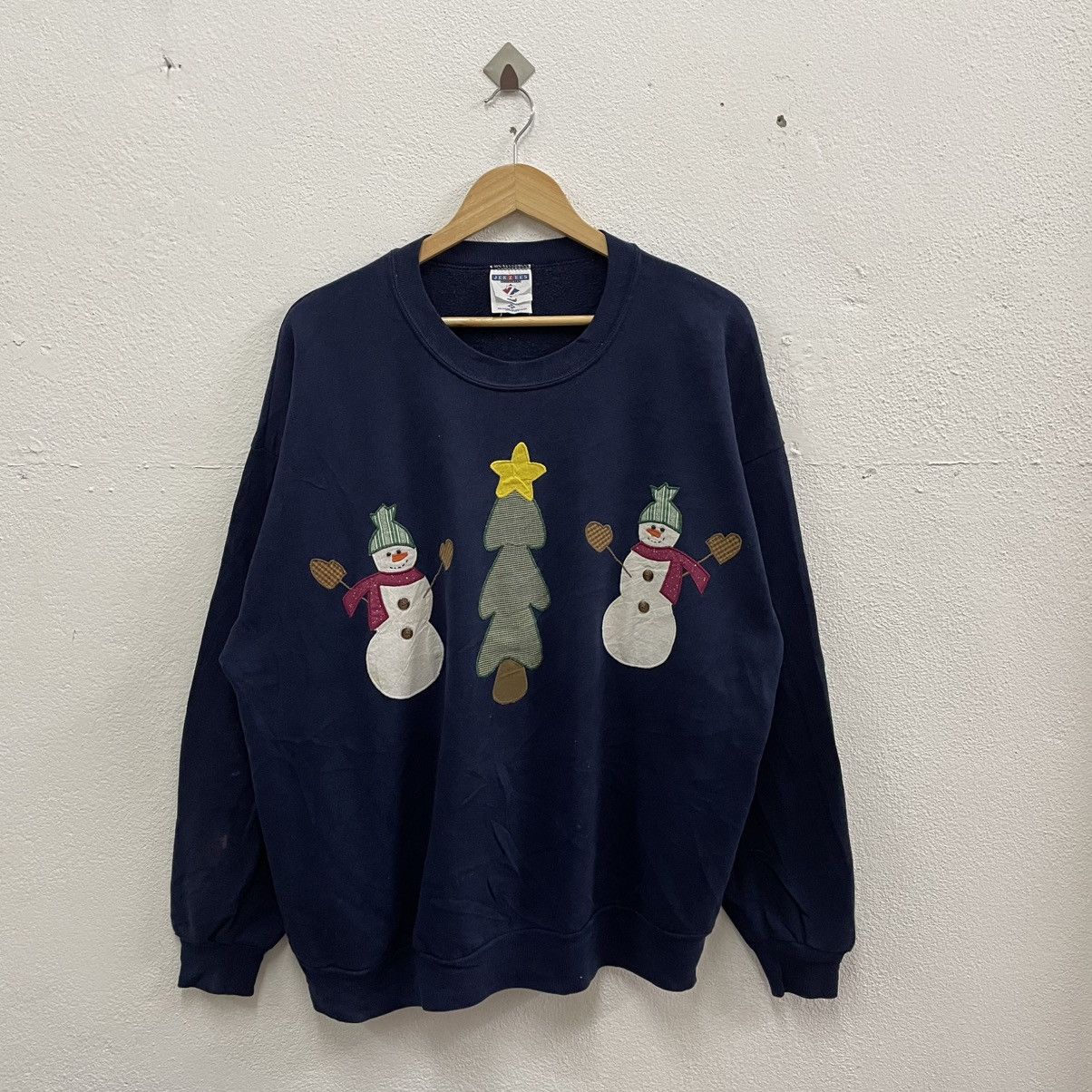 Jerzees × Vintage 🔥Vintage Jerzees Graphic Of Christmas Logo Sweatshirts Size US L / EU 52-54 / 3 - 1 Thumbnail