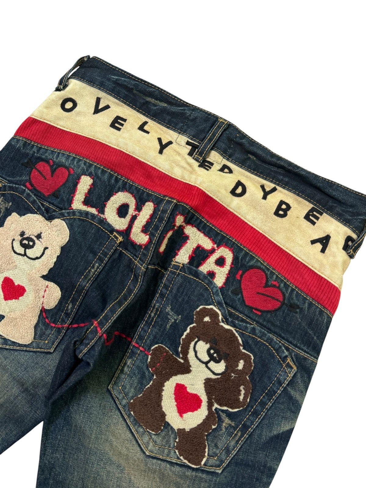 Hysteric Glamour Yoshitomo Nara Lolita Washed Claw Mark Embroidery Bear Size US 29 - 19 Thumbnail