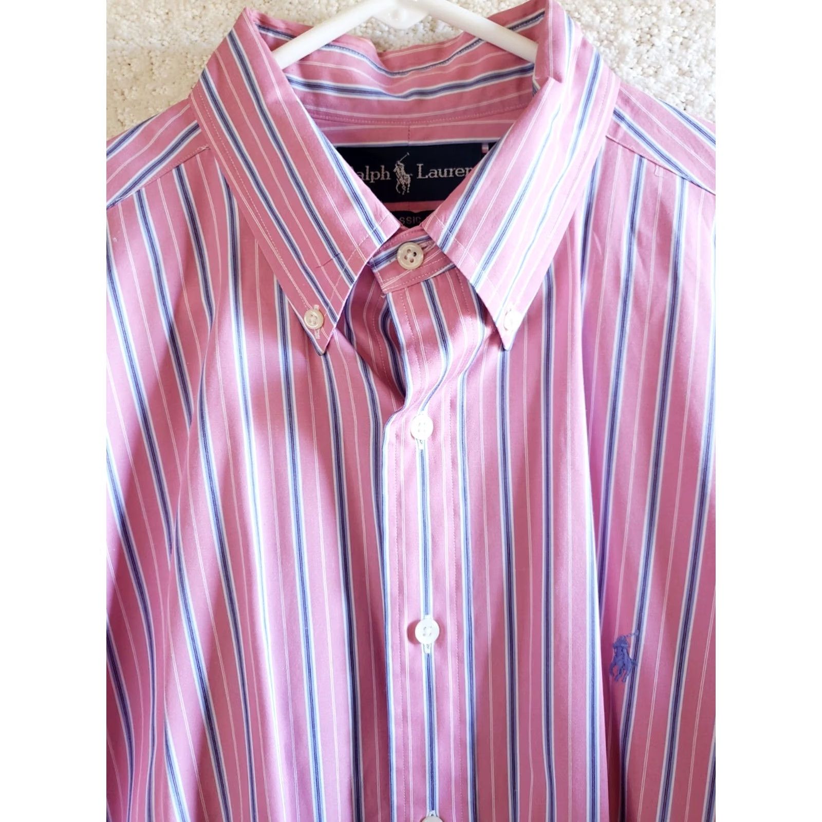 Polo Ralph Lauren Polo Ralph Lauren Men's Shirt Pink Striped Classic Fit Long Sleeve Size 16.5 51" Chest Regular Size Type Dress Shirt Boy? Size US L / EU 52-54 / 3 - 3 Thumbnail
