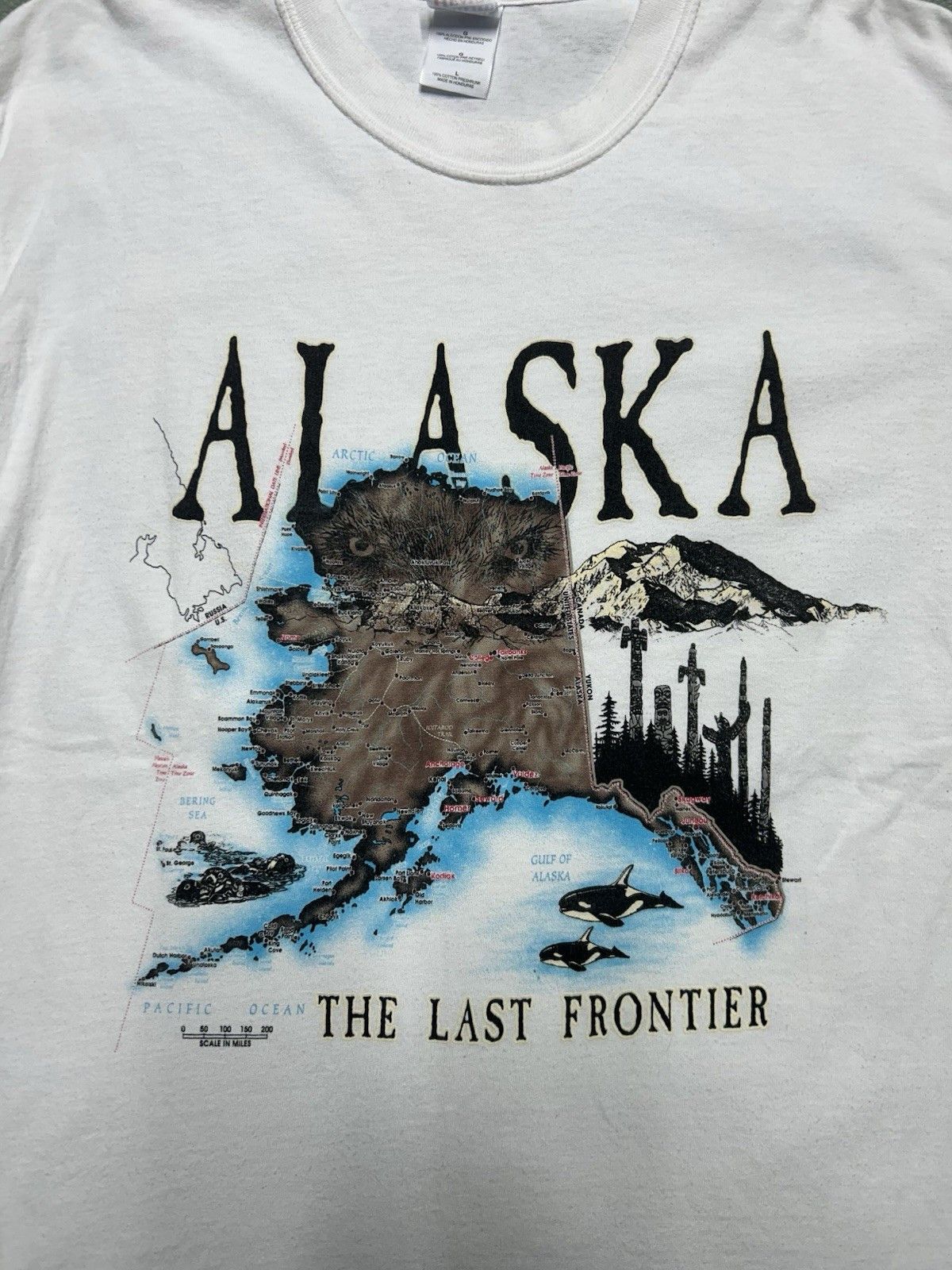 Vintage Vintage t shirt Alaska the last frontier wolf whale nature L Size US L / EU 52-54 / 3 - 2 Thumbnail