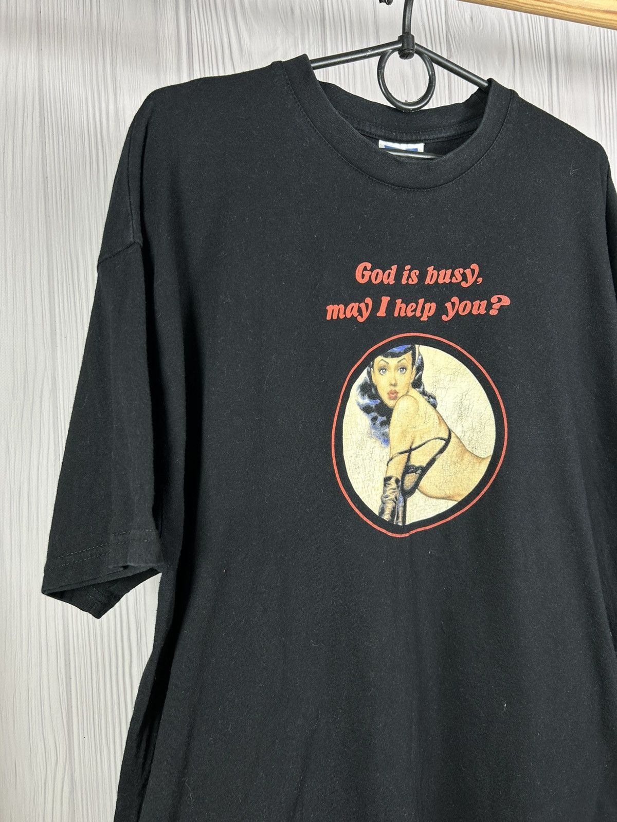 Vintage Vintage Sexy Girl “God Is Busy, May I Help You?” T-Shirt L Size US L / EU 52-54 / 3 - 2 Thumbnail