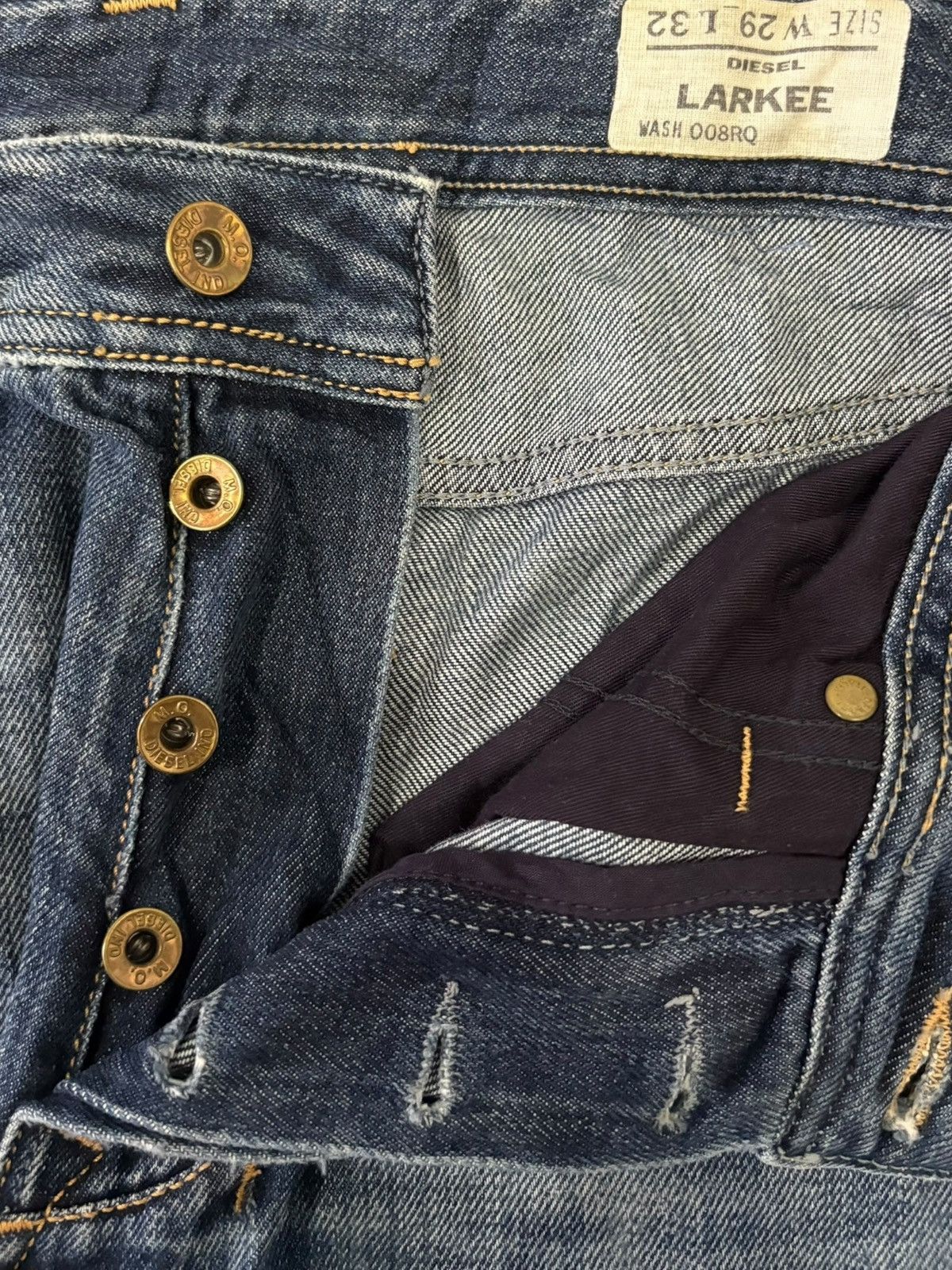 Diesel Vintage Diesel Larkee Blue Wash Distress Loose Jeans Size US 30 / EU 46 - 5 Thumbnail