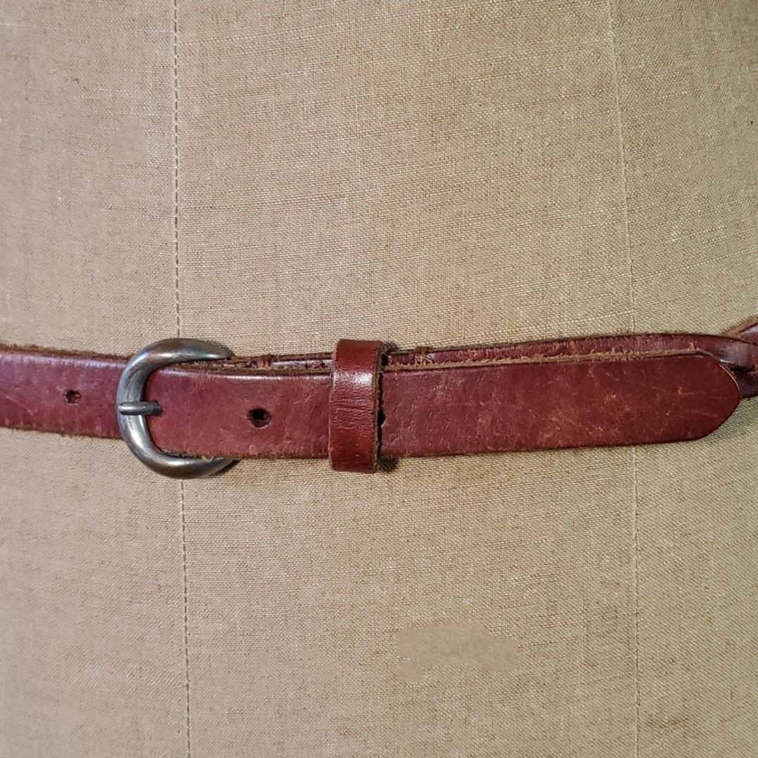 American Eagle Outfitters AEO 32-38" Belt Red Brown Leather Strap Cowhide Braided Size ONE SIZE - 5 Thumbnail