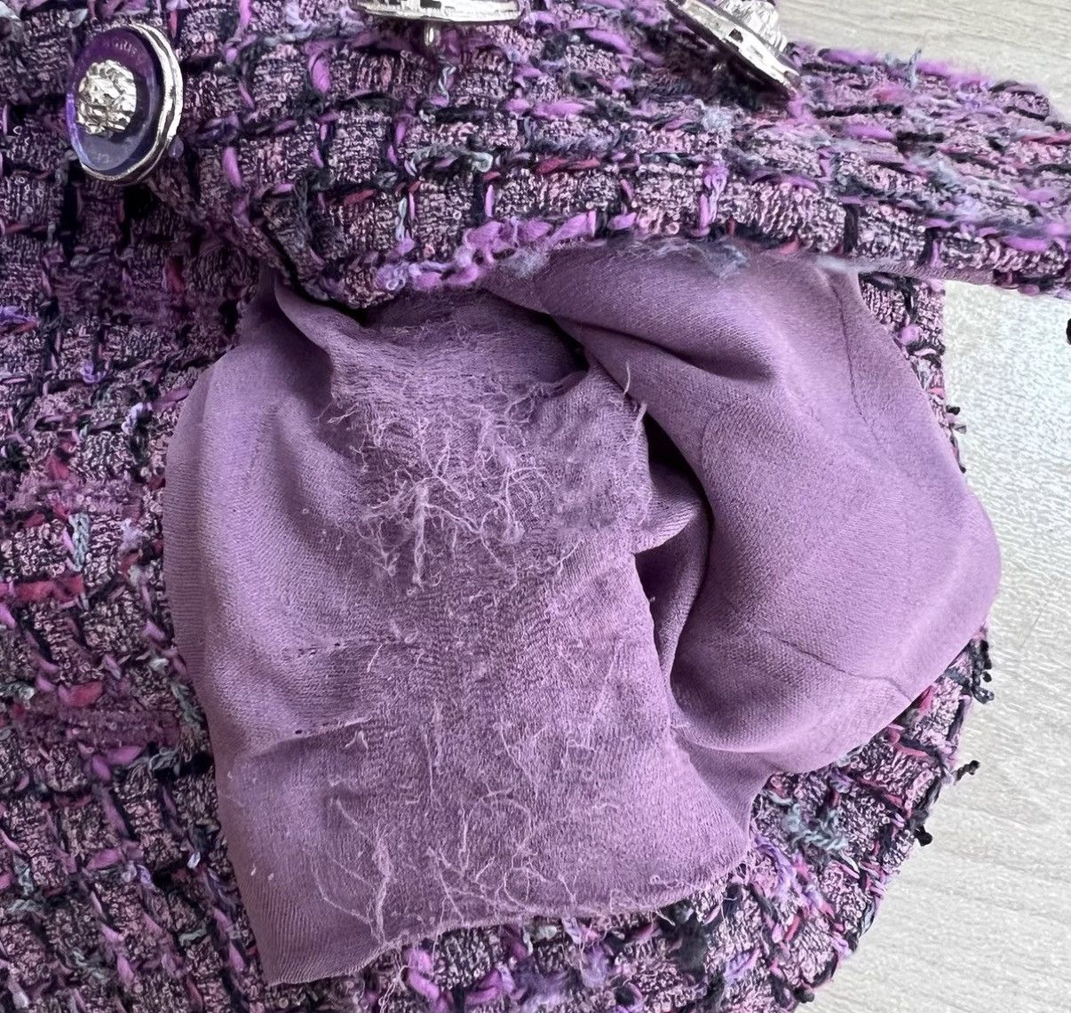 Chanel Chanel 22P Purple Plaid Tweed Lapel Short Jacket K12 Size XS / US 0-2 / IT 36-38 - 7 Thumbnail