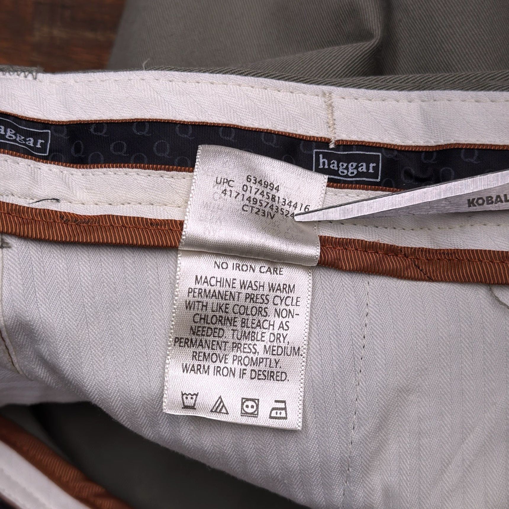 Haggar Haggar Pants Khaki Classic Fit Big & Tall 60x34 Olive Green Cotton Twill No Iron W2W Work To Weekend Straight Leg Mens Size US 44 / EU 60 - 5 Thumbnail