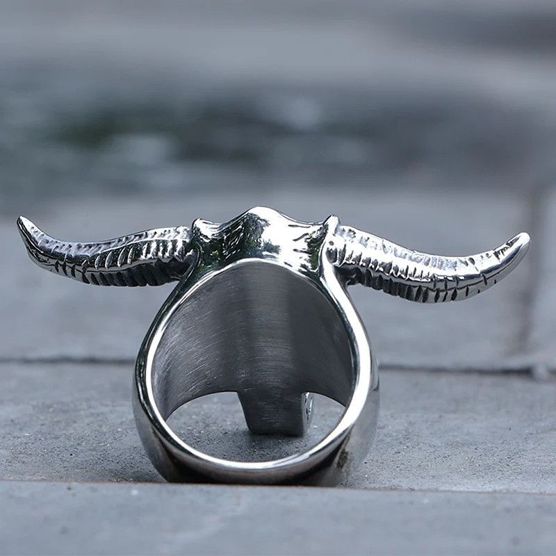 Vintage Bull Skull Ring Biker Size ONE SIZE - 5 Thumbnail