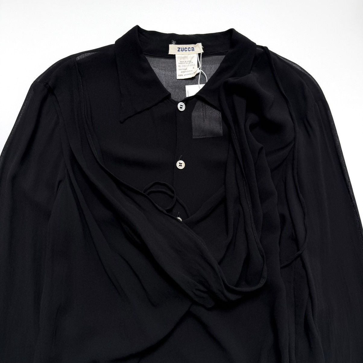 Zucca ZUCCA AW1992 Cowl Draped Layered Mesh Button Shirt Size US M / EU 48-50 / 2 - 4 Thumbnail