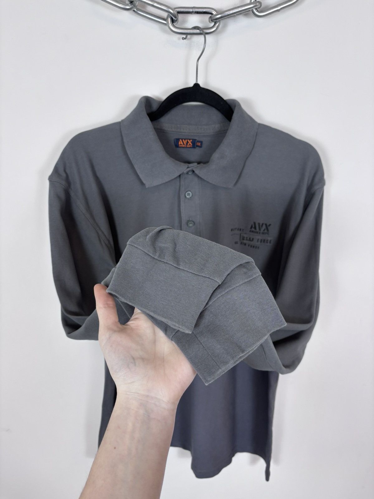 Avirex Avirex Men’s US Air Force Gray Long Sleeve Polo Shirt Size US XXL / EU 58 / 5 - 7 Thumbnail