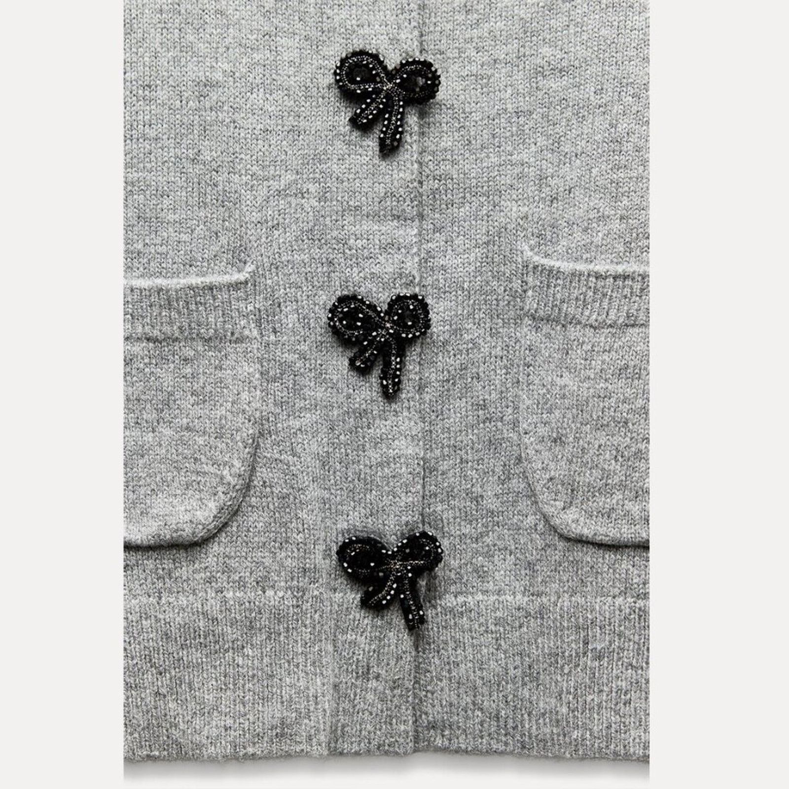 Zara RARE!!! ZARA Gray Embellished Knit Top NWT Size L / US 10 / IT 46 - 19 Thumbnail