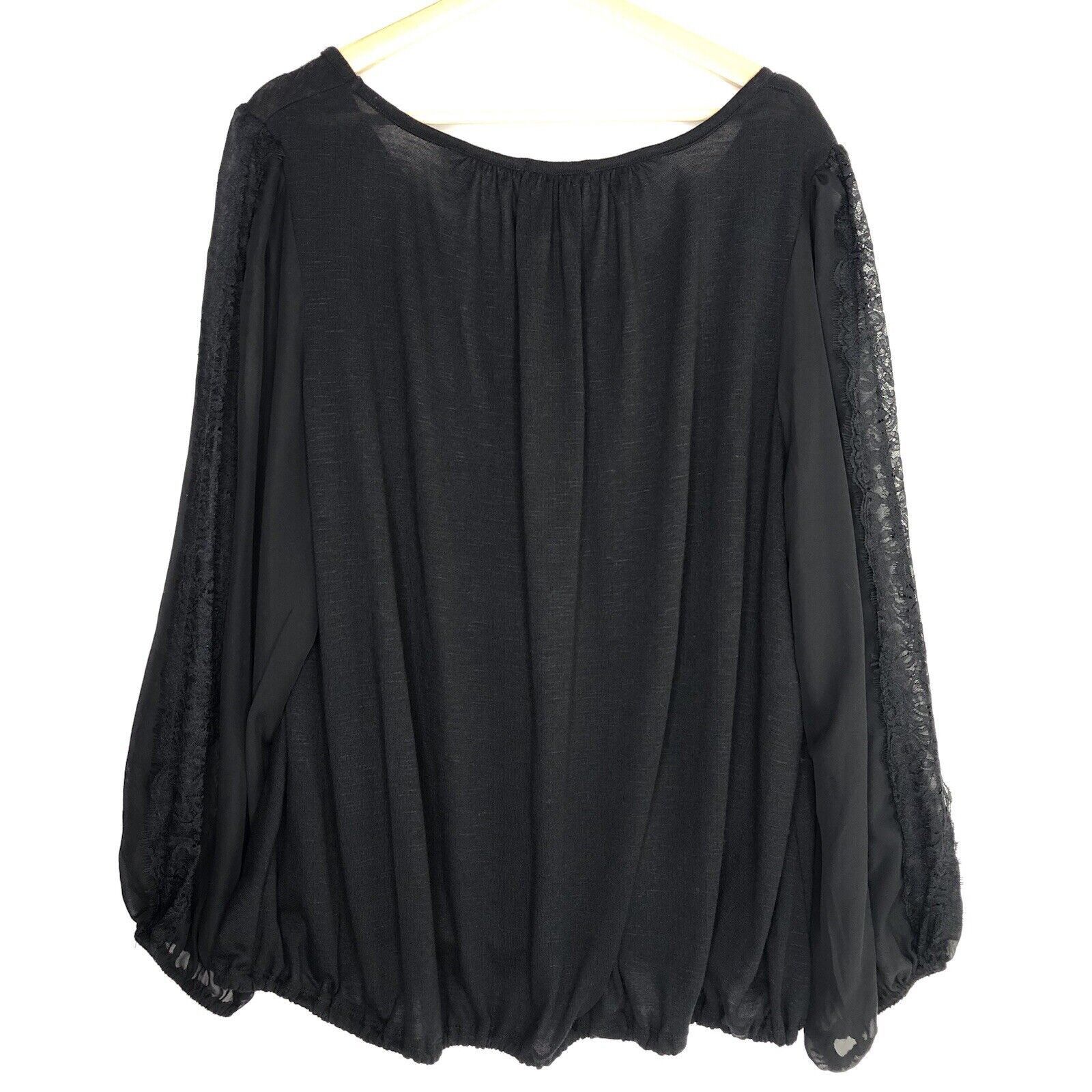Alfani Alfani Womens Black Lace Sheer Sleeves Top 3X Scoop Neck Size 3XL / US 20-22 - 5 Thumbnail