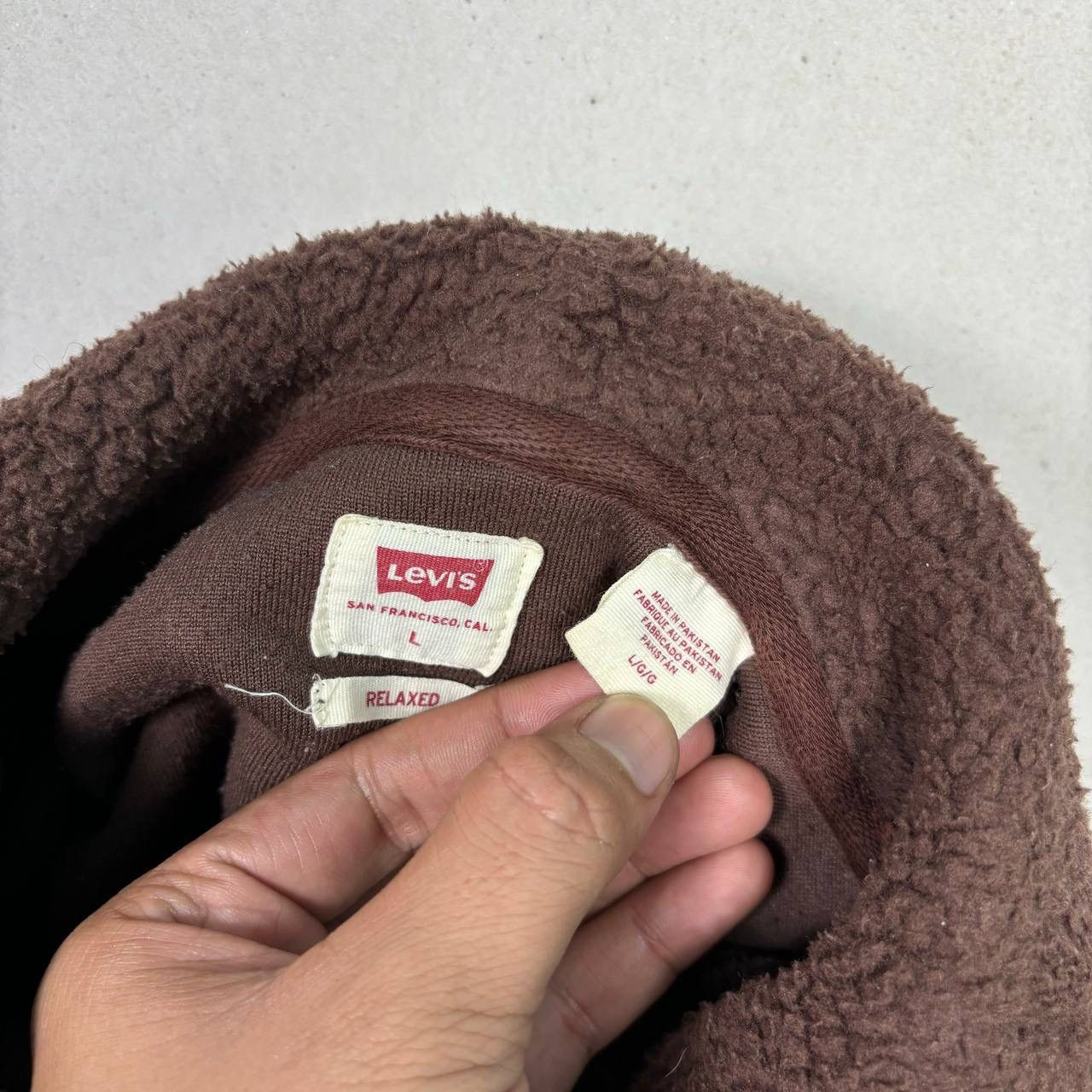 Levi's Levi’s Relaxed Fit Sherpa Hoodie Brown Pink Logo Size L Size US L / EU 52-54 / 3 - 4 Thumbnail