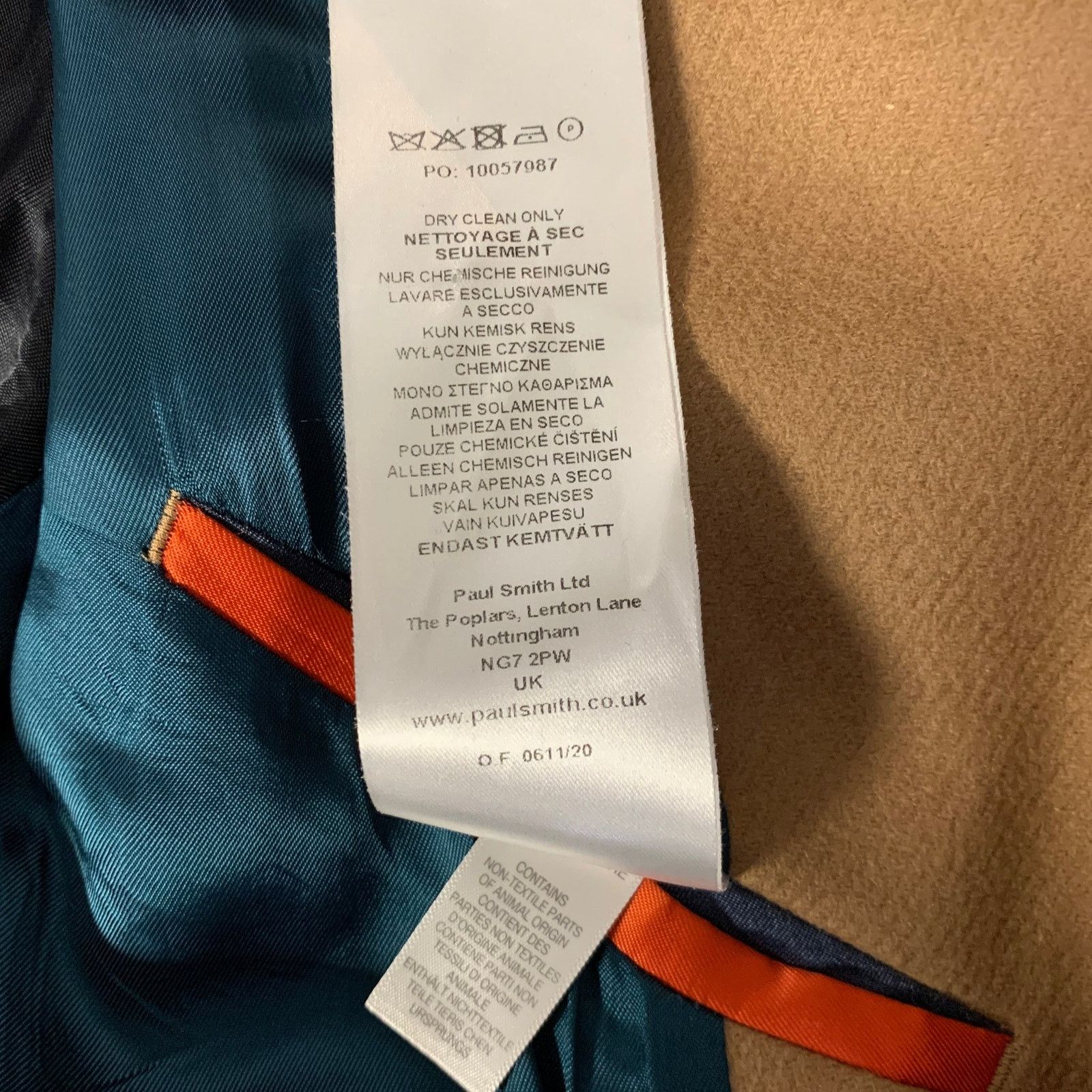 Paul Smith PS by PAUL SMITH Size XL Camel Wool Blend Notch Lapel Coat Size US XL / EU 56 / 4 - 8 Thumbnail
