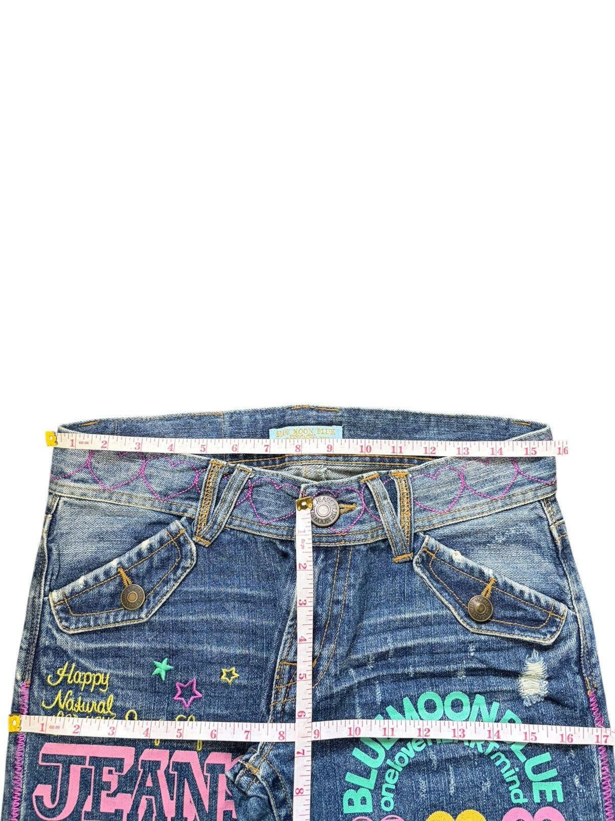Dsquared2 Vintage Bluemoon Printed Design Distressed Jeans Size 31" - 6 Thumbnail