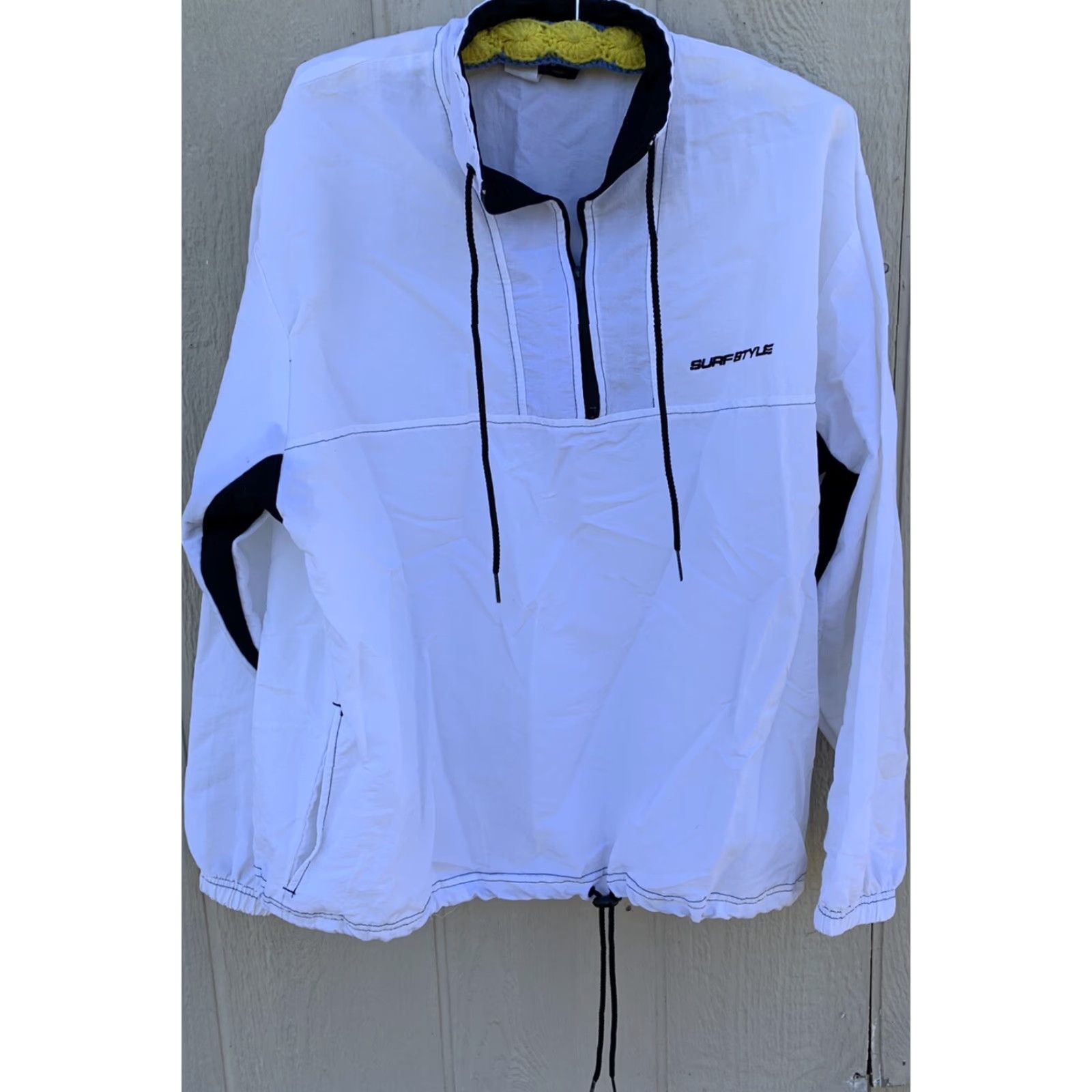 Vintage VINTAGE Surf Style Windbreaker Jacket M/L Adult White Nylon Logo Zipper Pockets 80s 90s Retro Beach Unisex Mens Womens Size US M / EU 48-50 / 2 - 4 Thumbnail