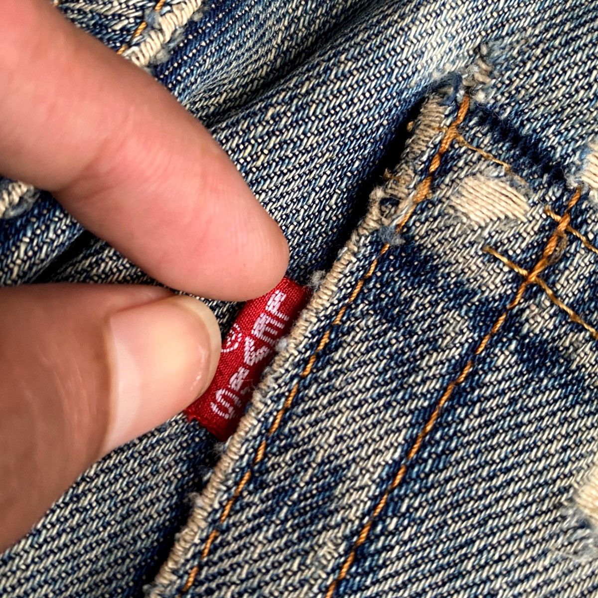 Levi's × Levi's Vintage Clothing × Vintage Crazy Vintage Levis 502 BigE Redline Selvedge Distress Jeans Size US 29 - 10 Thumbnail