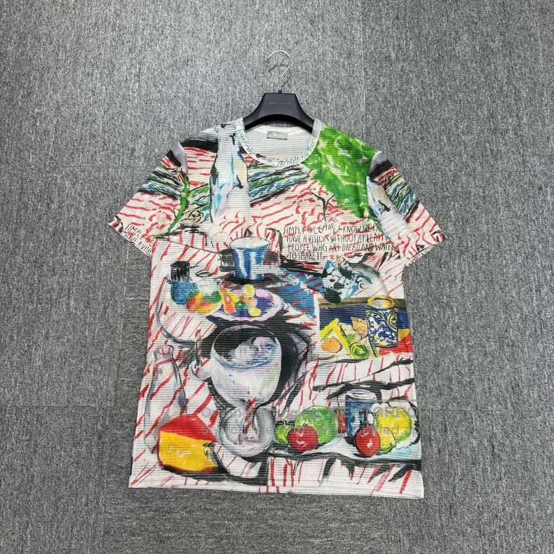 Dior Graffiti mesh hollow short sleeves