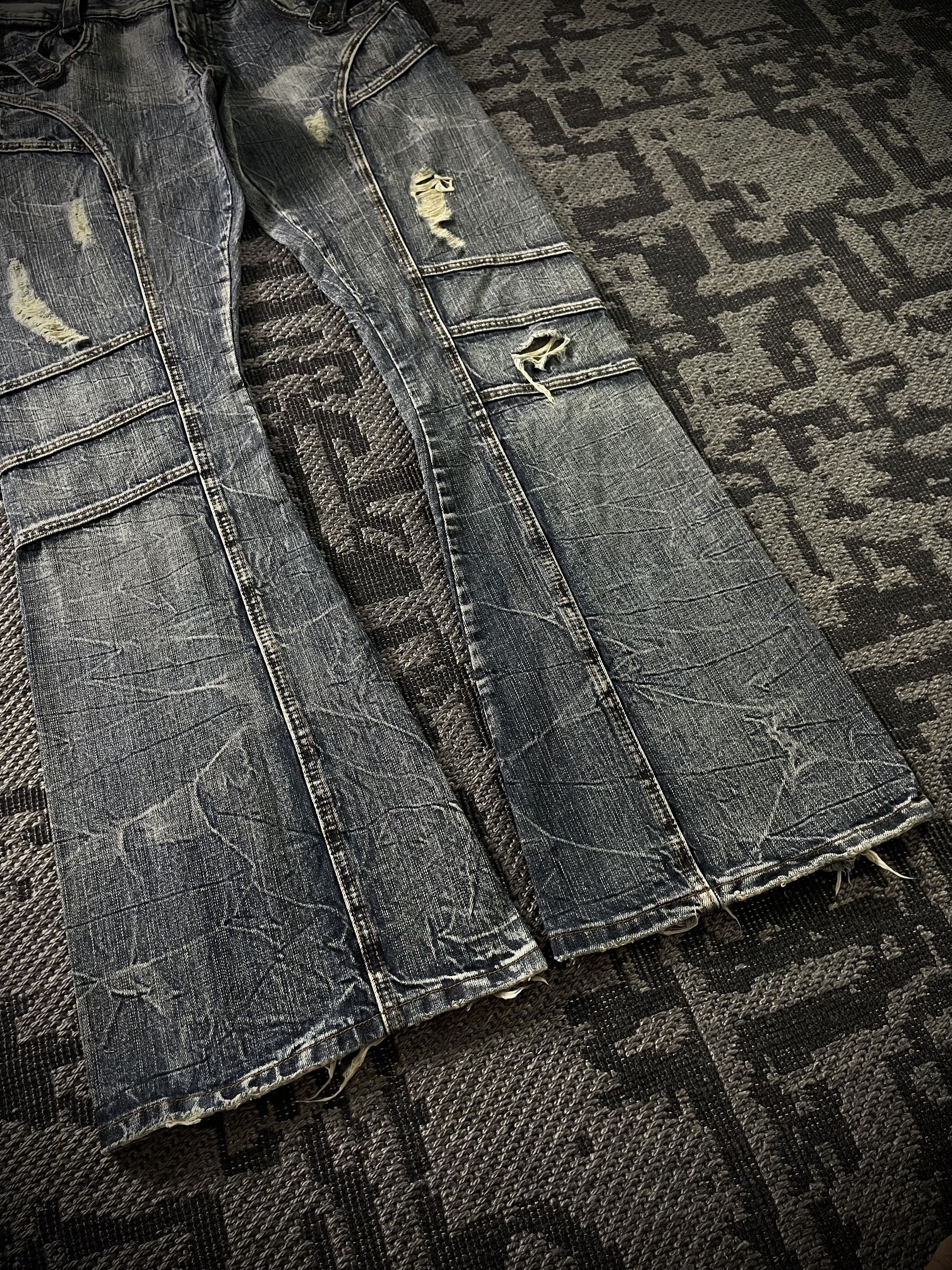semanticdesign Semantic Design Multi Panel Crinkle Distressed Flared Jeans Size US 33 - 3 Thumbnail