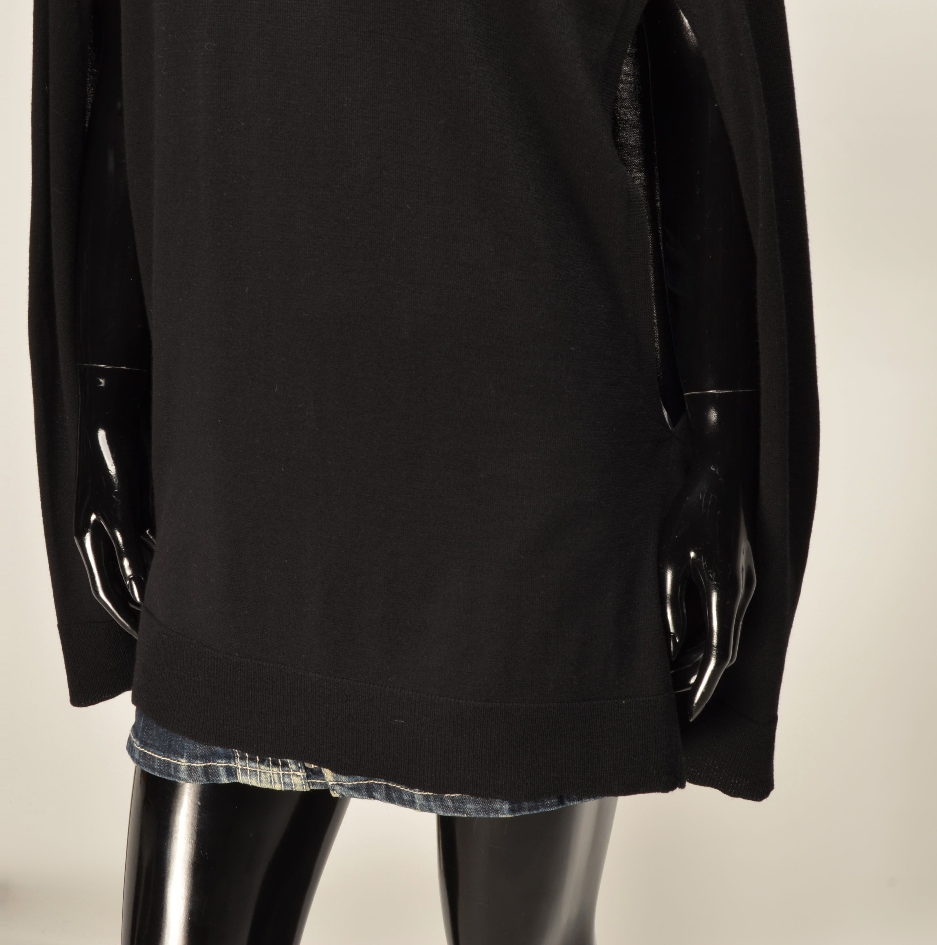 DKNY DKNY Black Merino Wool Turtleneck Cape Sweater Poncho Top Size M / US 6-8 / IT 42-44 - 3 Thumbnail