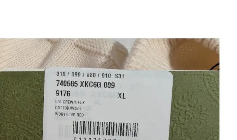 Gucci o1rshd1 Wool Cotton Long Sleeve Crewneck Sweatshirt Ivory Size US XL / EU 56 / 4 - 22 Thumbnail