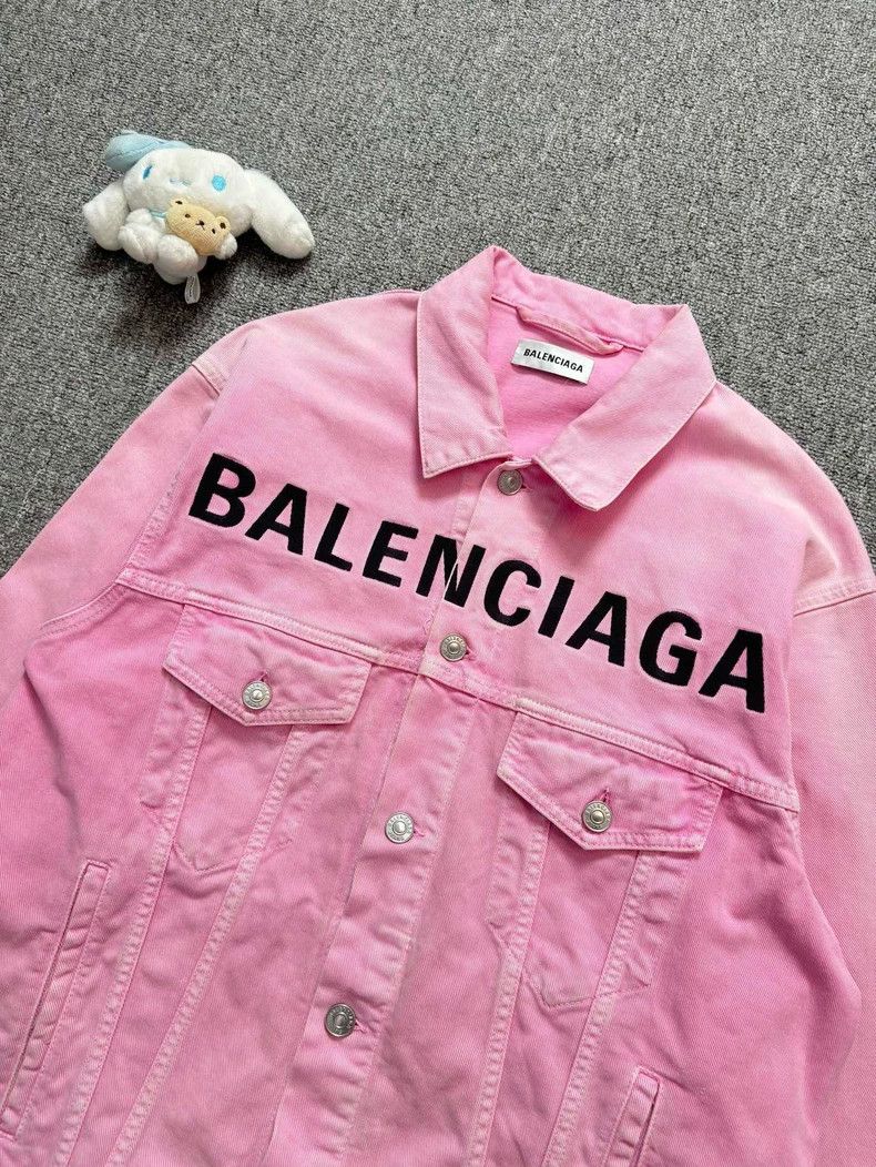 Balenciaga Balenciaga Pink embroidered monogrammed logo denim jacket 2 Size XXS / US 00 / IT 34 - 3 Thumbnail