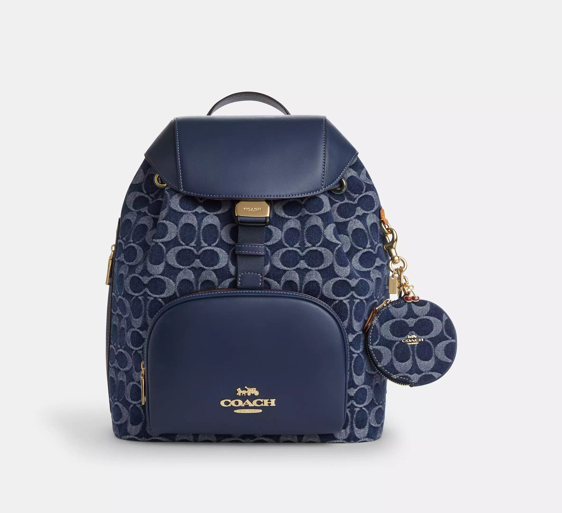 Coach Circular Coin Pouch Bag Charm In Signature Denim CZ256 Size ONE SIZE - 5 Thumbnail