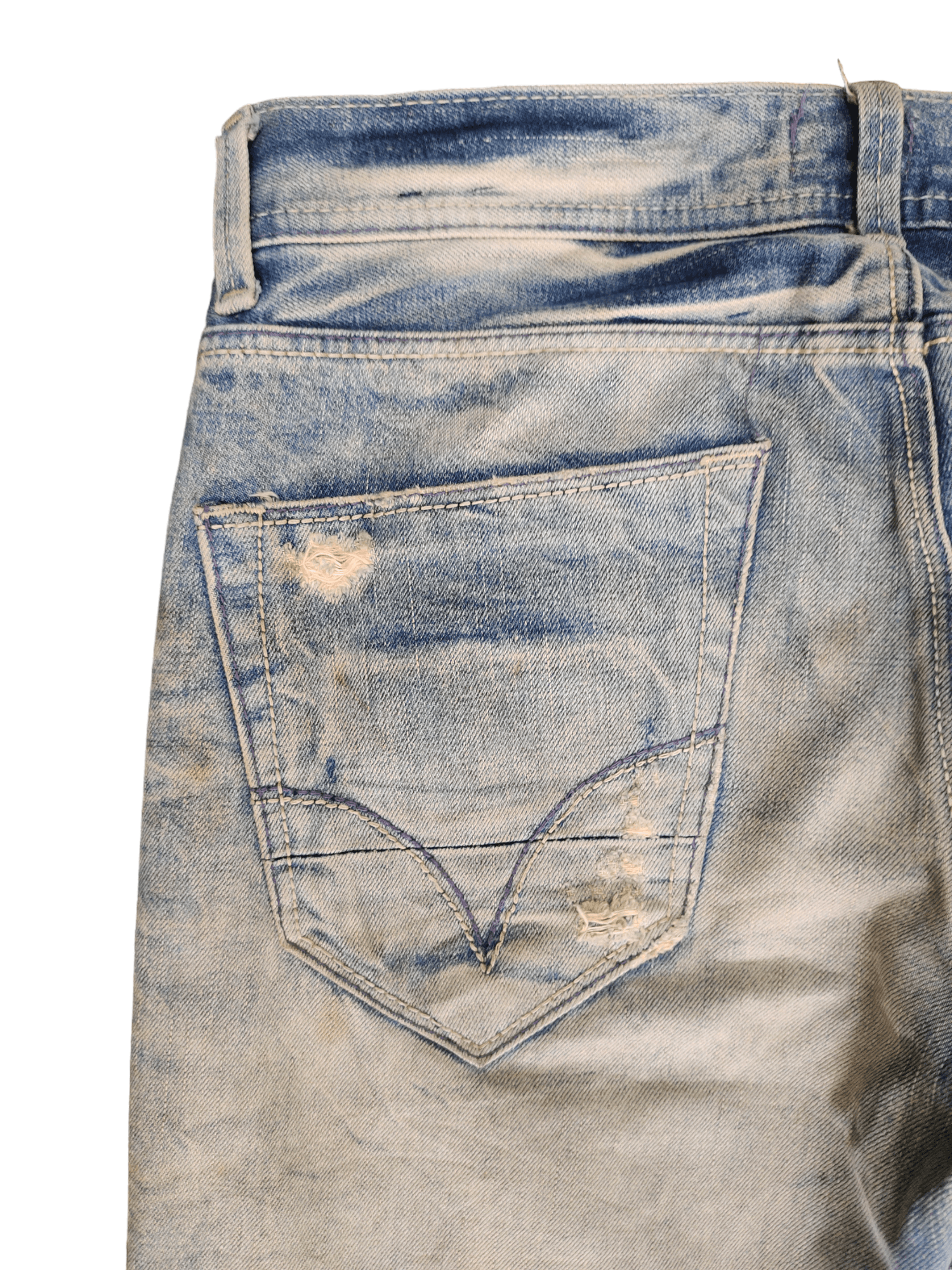 GOSTAR DE FUGA Japanese Brand A.V.H Custome Clawmark Distress Faded Jeans Size US 32 / EU 48 - 13 Thumbnail