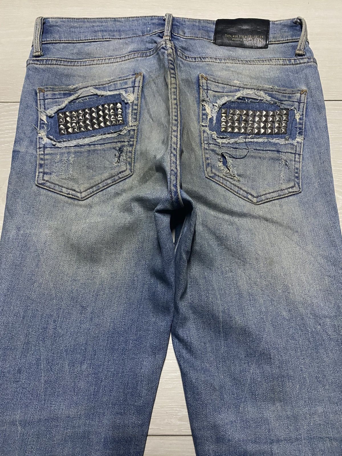 Rhude × Zara Vintage Zara Denim Distressed Studed Skinny Jeans Size US 30 / EU 46 - 4 Thumbnail
