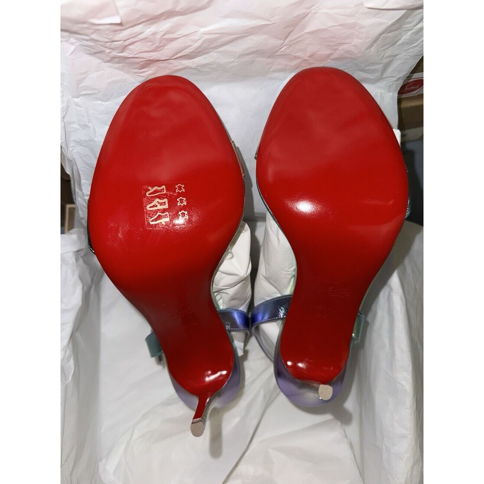 Christian Louboutin Mara 100 Multicolor Purple Sandal Ankle Strap Heel Pump 38 Size US 8 / IT 38 - 12 Thumbnail