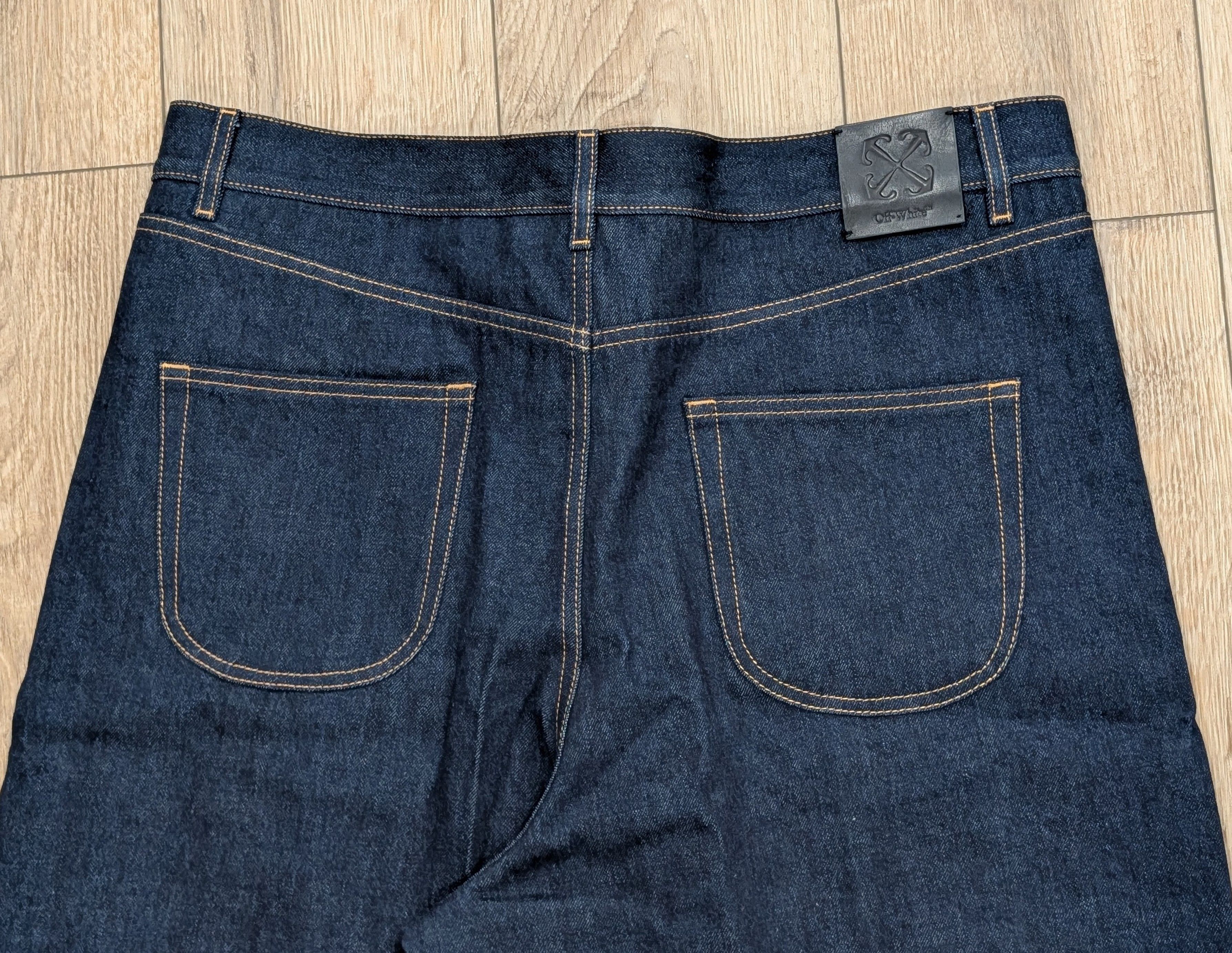 Off-White OFF-WHITE 90s Logo Baggy Jeans Raw Blue/Gold 36 Size US 36 / EU 52 - 6 Thumbnail