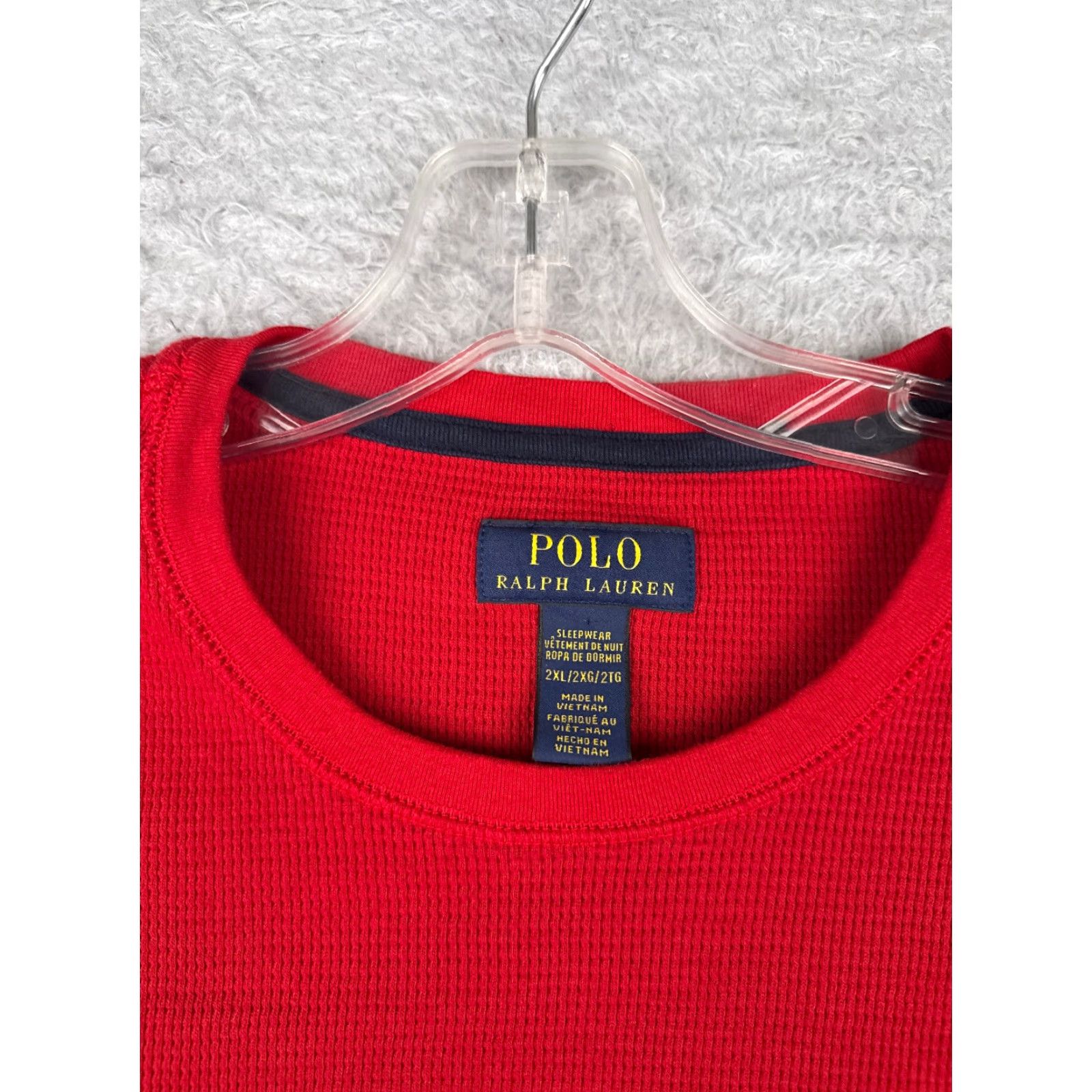 Polo Ralph Lauren Polo Ralph Lauren Shirt Men 2XL Red Thermal Knit Crew Neck Logo Long Sleeve - Regular Fit, Cotton, Vintage? No (Adult) Size US XXL / EU 58 / 5 - 7 Thumbnail