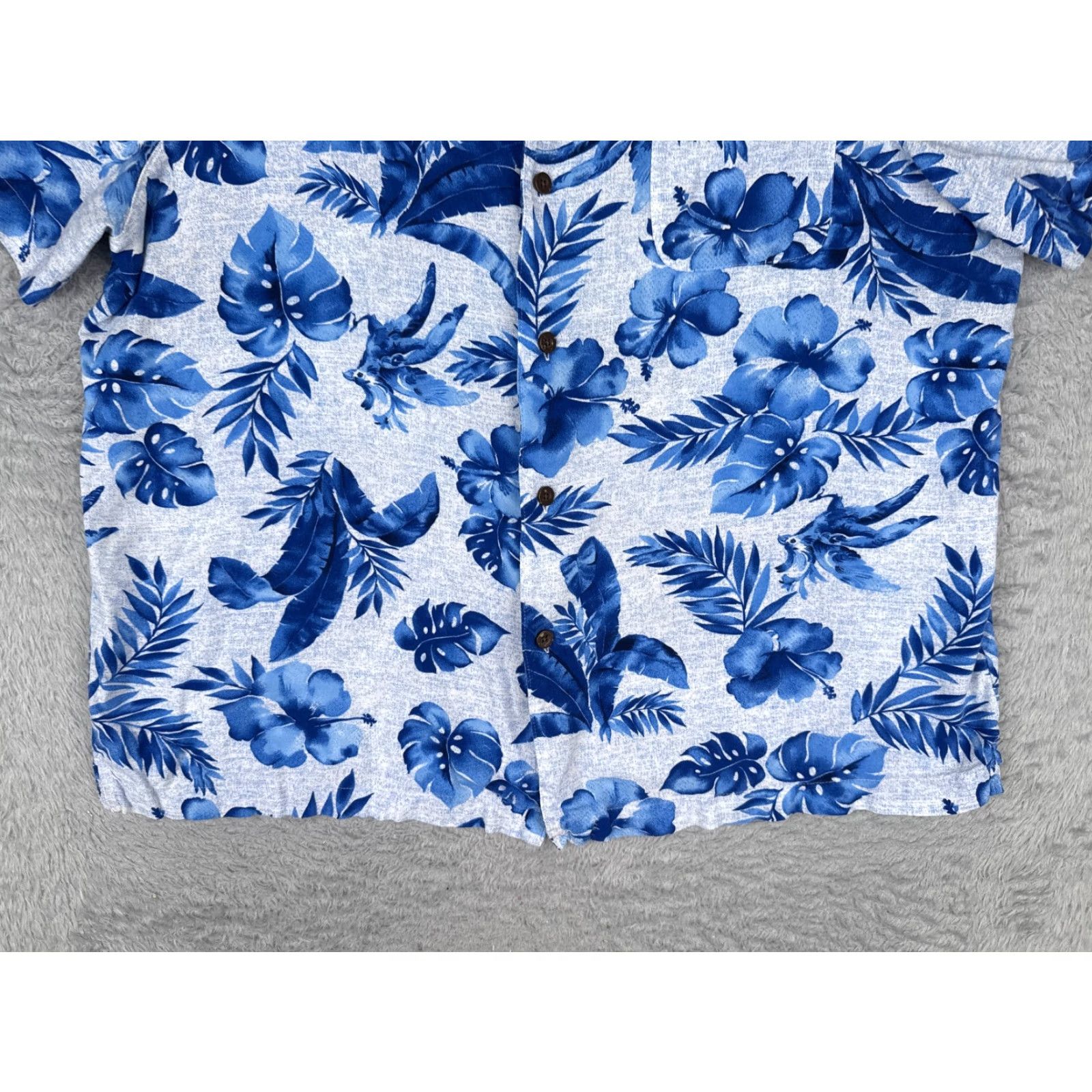 George George Shirt Men Extra Large Blue Floral Palm Leaf Hawaiian Pocket 100% Rayon Size US XL / EU 56 / 4 - 5 Thumbnail