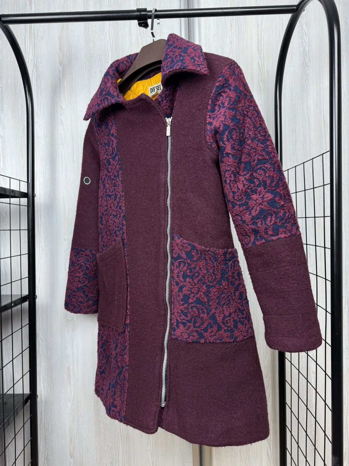 Diesel Diesel vintage 90s y2k burgundy biker wool coat patchwork Size M / US 6-8 / IT 42-44 - 6 Thumbnail