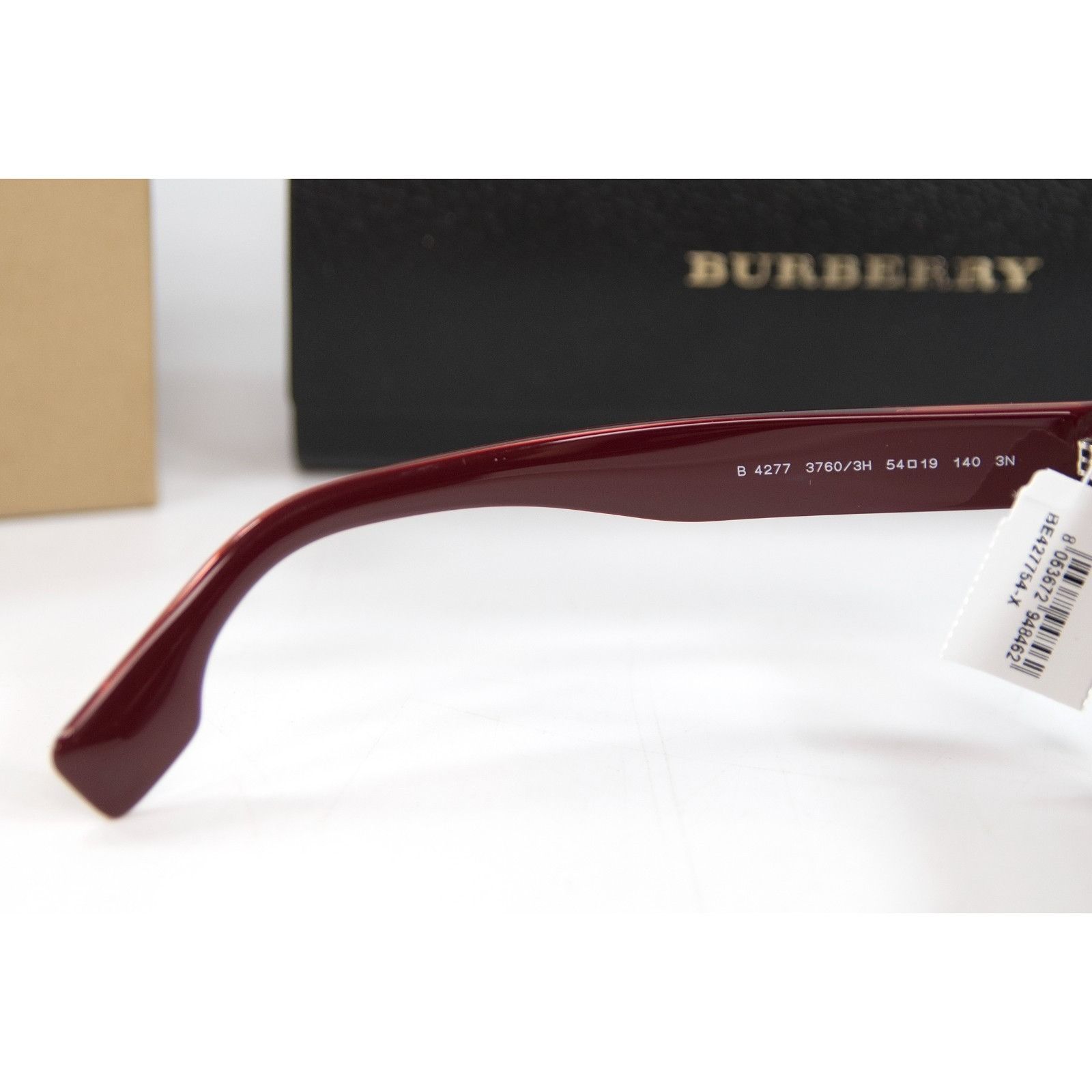 Burberry Burberry BE4277 Burgundy Red Acrylic Cat Eye Logo Sunglasses Size ONE SIZE - 6 Thumbnail