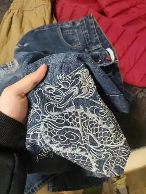 VIBE Street Hip Hop Chinese Dragon Embroidery High Waist Size US 29 - 2 Thumbnail