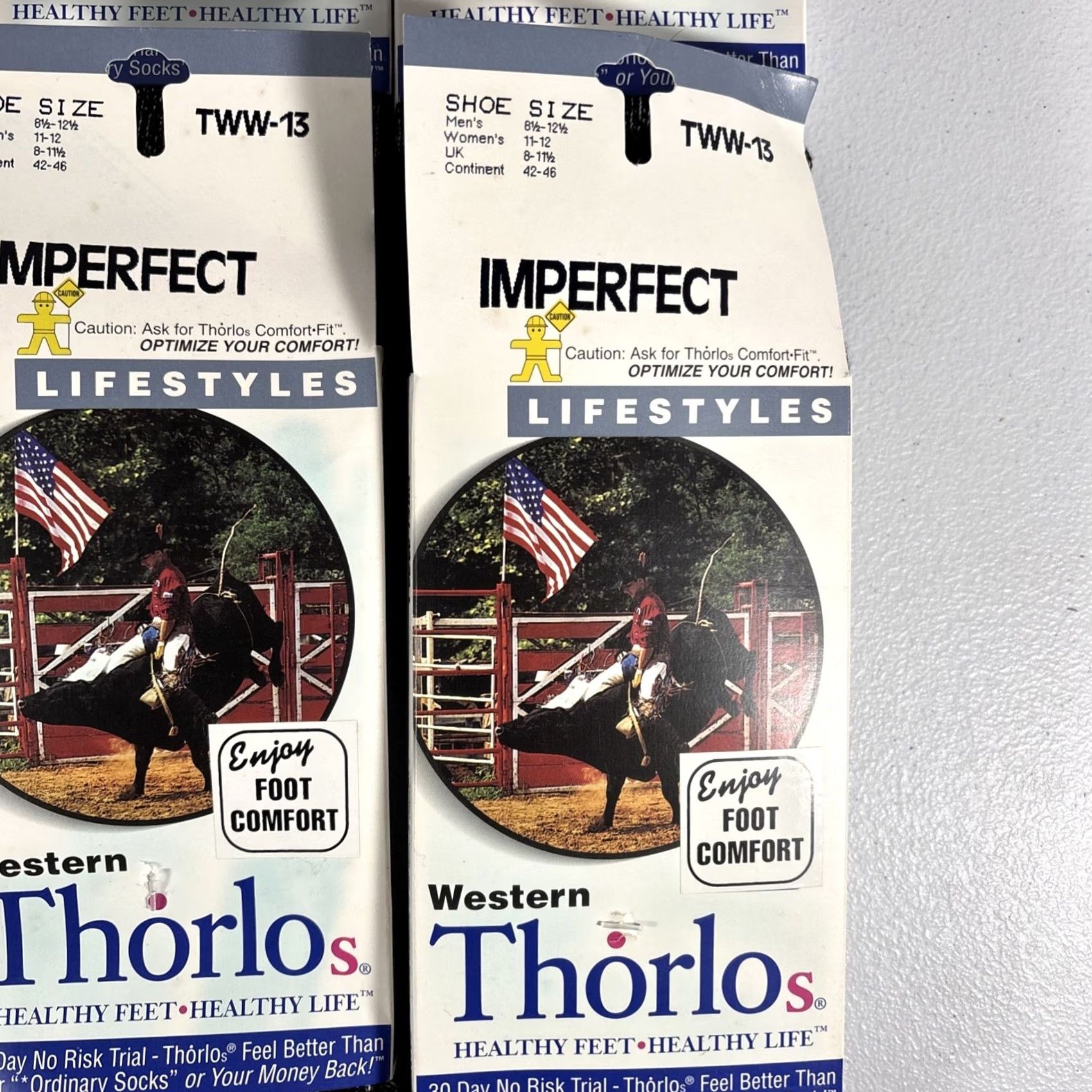 Vintage VINTAGE Thorlos Socks Western Calf Black 8.5-12.5 Men 6 Pack TWW-13 Size ONE SIZE - 5 Thumbnail