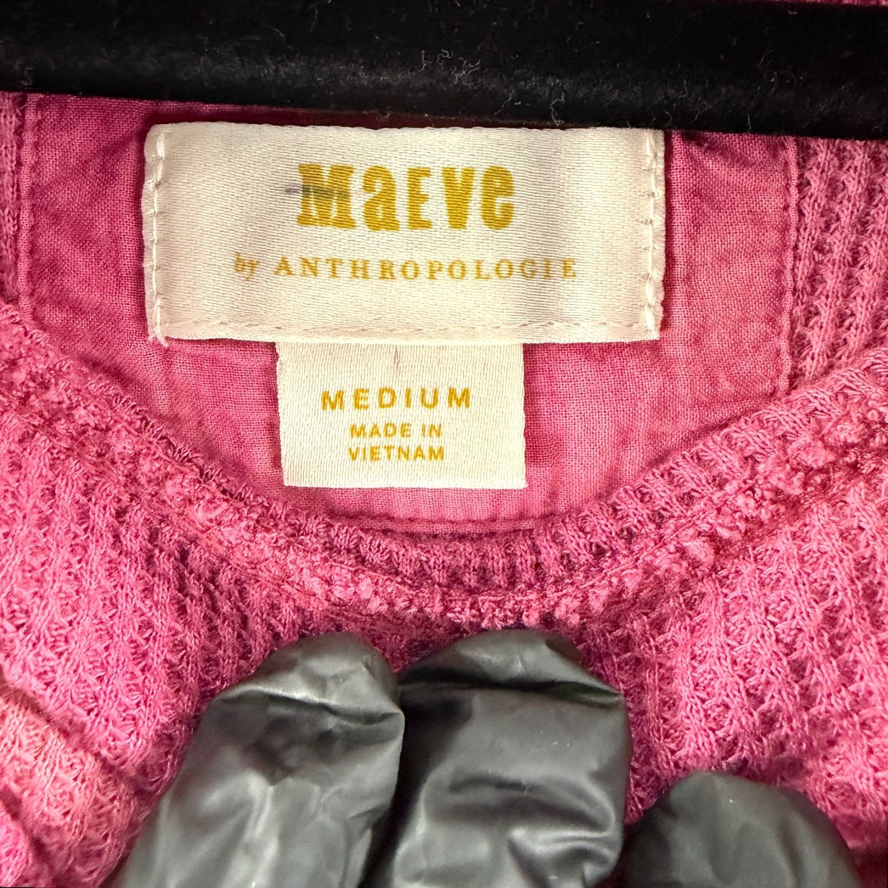 Vintage Maeve Shirt Womens Medium Pink Tie Dye Waffle Knit Long Sleeve Cowl Neck Stretch Size M / US 6-8 / IT 42-44 - 7 Thumbnail