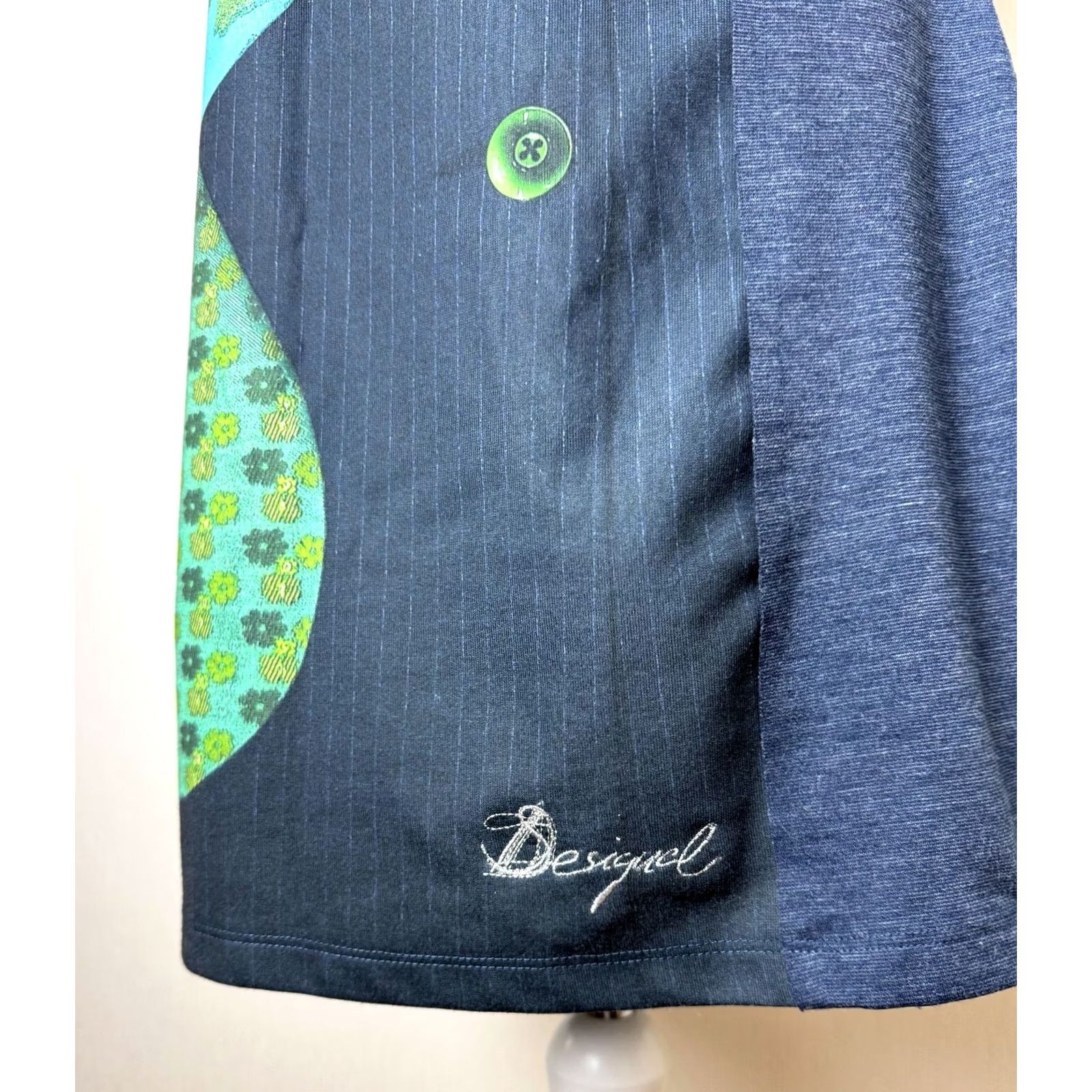 Desigual Desigual Women Blue Dress L A-Line Dress Short 84 cm 48 cm Womens Desigual Dress Size L / US 10 / IT 46 - 3 Thumbnail