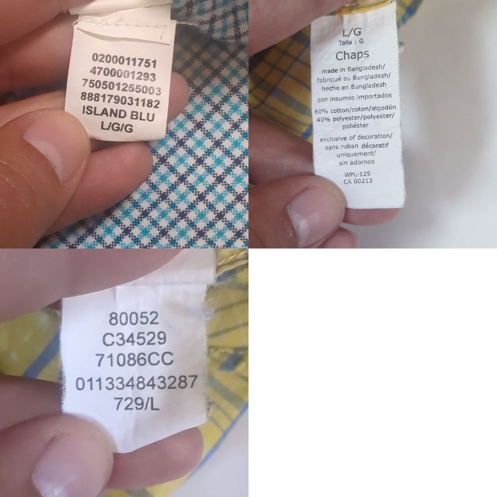 Chaps Chaps Shirt Mens Large Yellow Aqua Stretch Easy Care Button Down Pocket Two Size US L / EU 52-54 / 3 - 9 Thumbnail