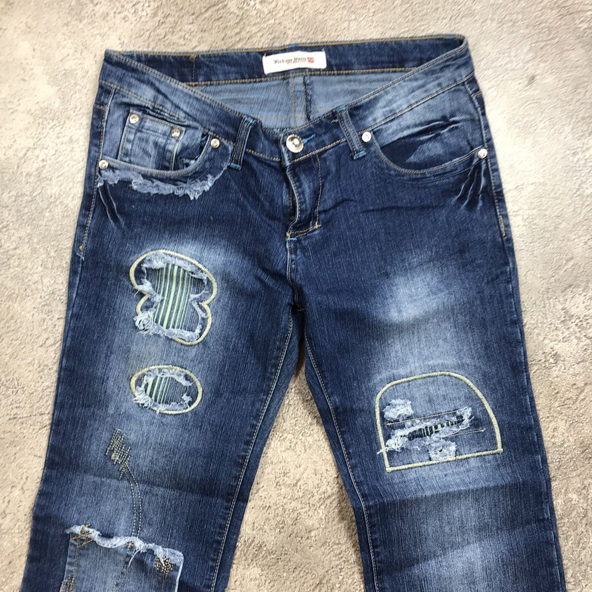 Vintage Vintage 90s Distressed Baggy Wide Leg Jeans Grunge Skate 31 Size 31" - 3 Thumbnail
