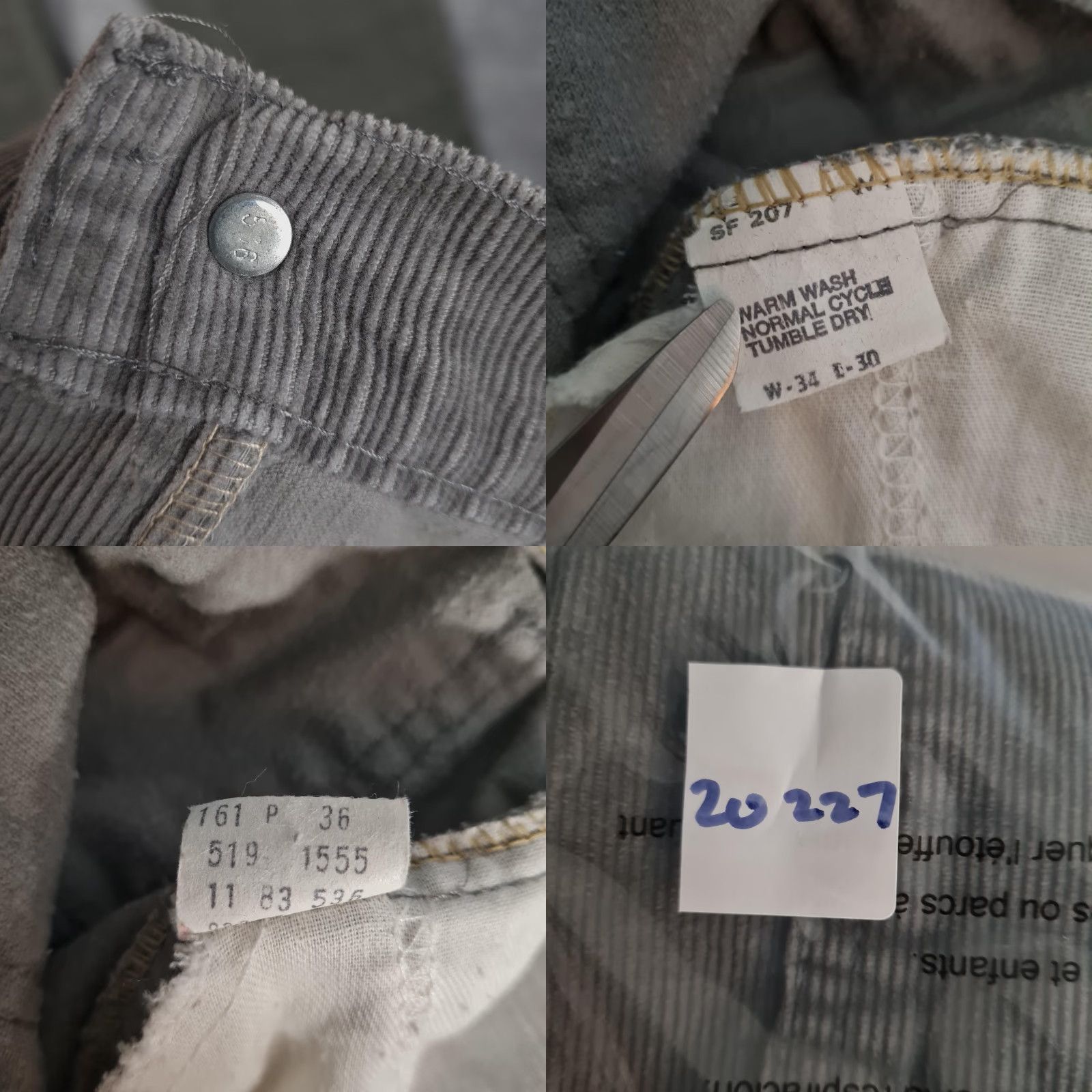 Levi's VINTAGE Levi's 519 Corduroy Chino Pants Mens 33x28 Gray Straight Leg Casual 80s Size US 33 - 11 Thumbnail