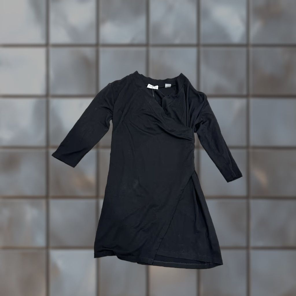 Vintage NWT Marcella NYC Tunic Blouse Black V-Neck 3/4 Sleeve Asymmetric Hem Bohemian Womens L Size L / US 10 / IT 46 - 1 Thumbnail