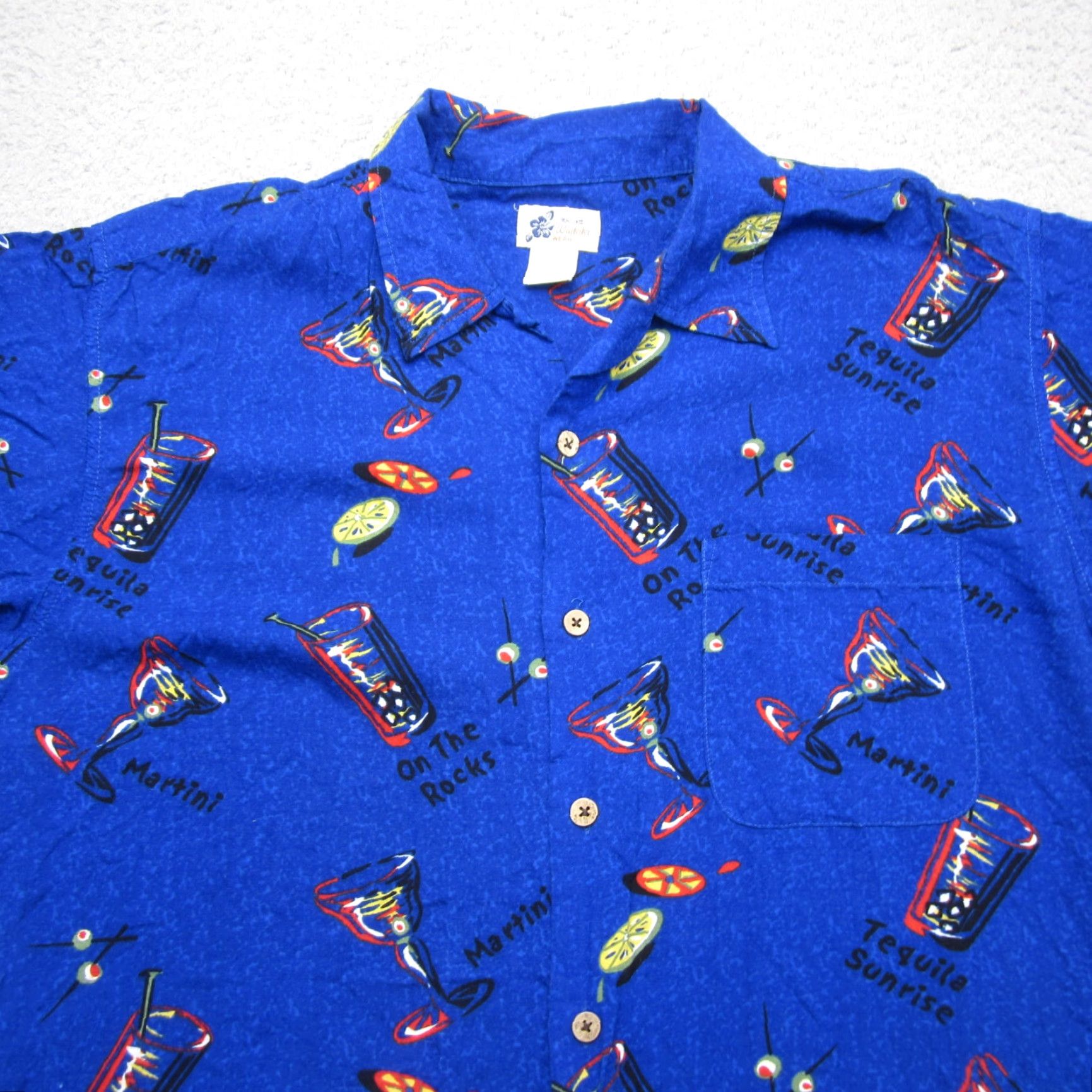 Cherokee Cherokee Shirt Mens Large Blue Button Up Waikiki Hawaiian Cocktails Drinks Party Size US L / EU 52-54 / 3 - 4 Thumbnail
