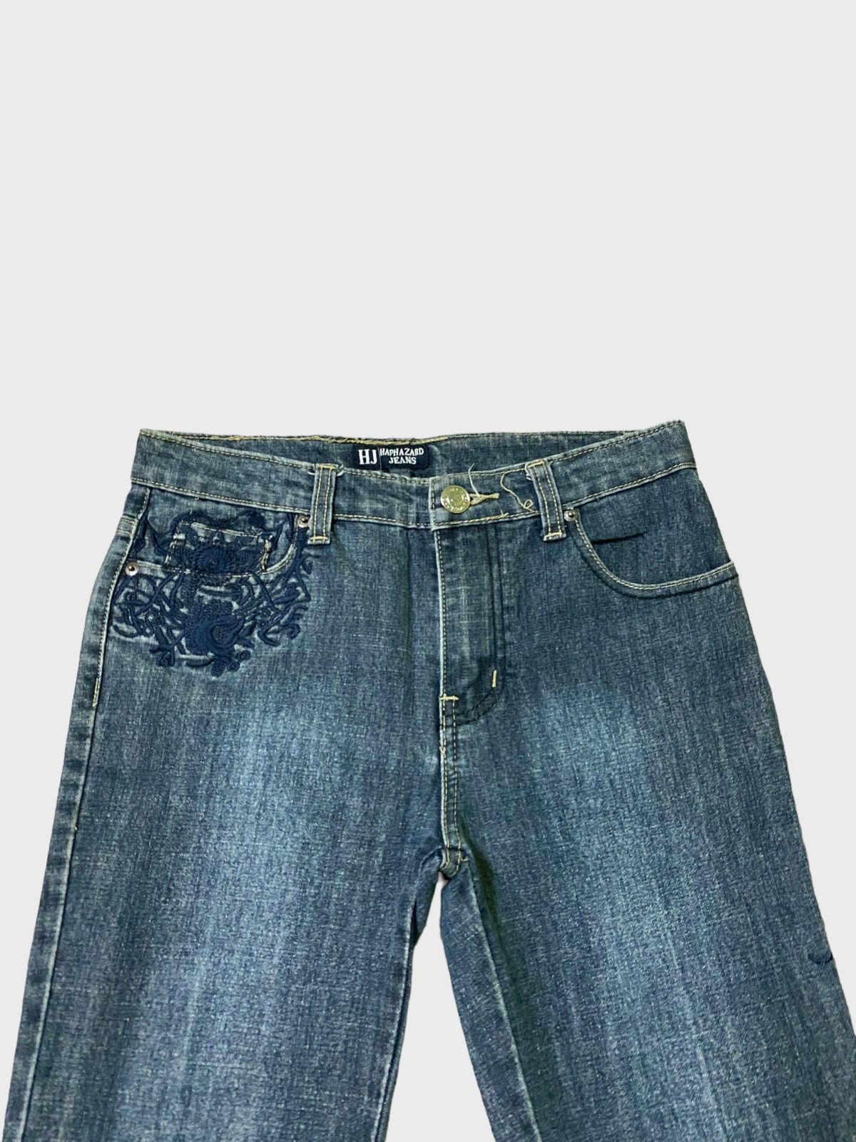 If Six Was Nine × Japanese Brand × Vintage Flared HAPHAZARD JEANS Embroidered Design Bootcut Denim Size US 27 - 3 Thumbnail
