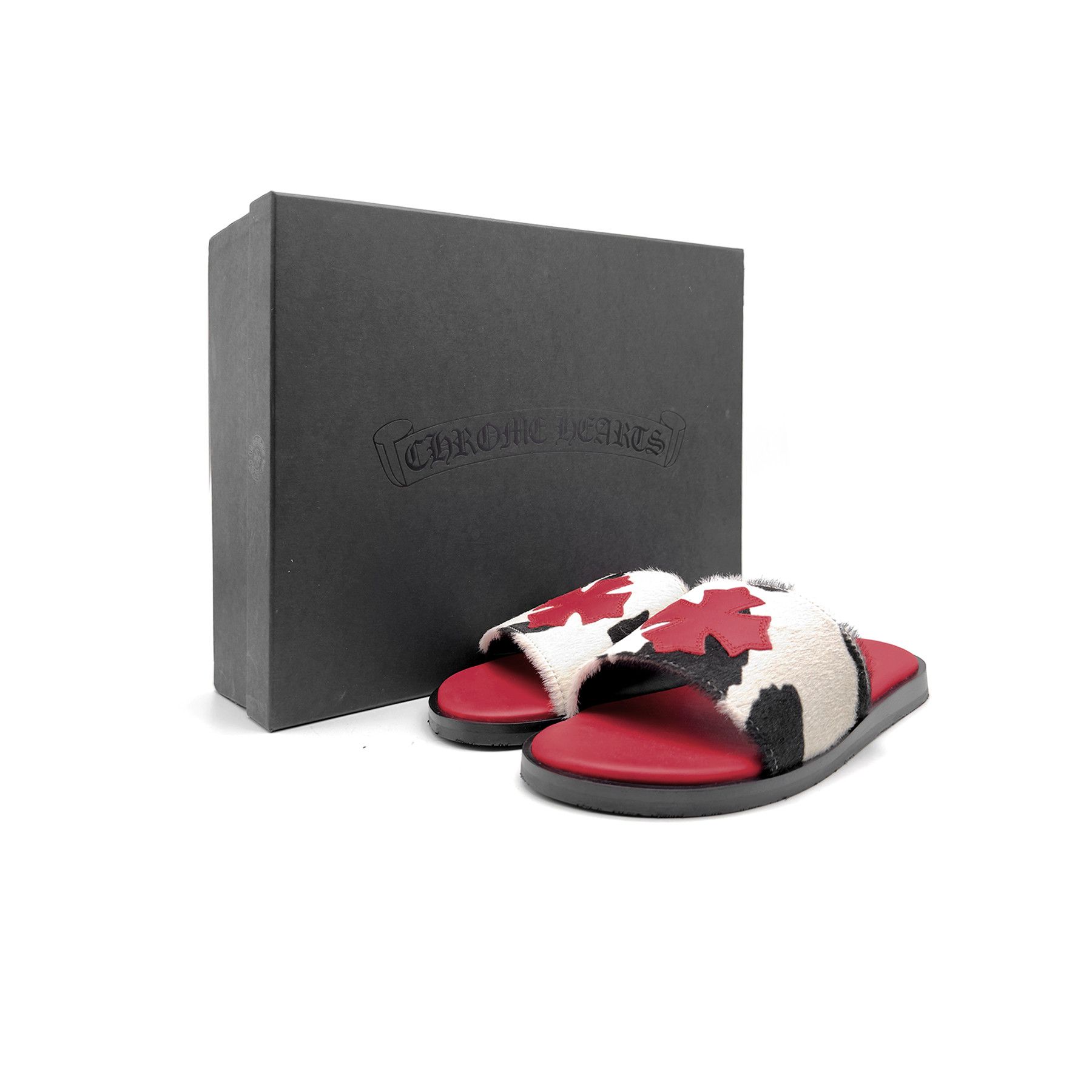 Chrome Hearts Chrome Hearts Red Plus Patch Pony Hair Cow Slide Slippers Size US 6 / IT 36 - 4 Thumbnail
