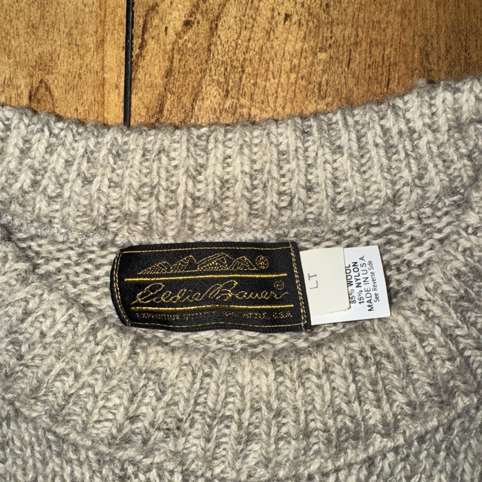 Eddie Bauer × Vintage Eddie Bauer Wool Sweatshirt Tan Large Tall 21x28 Made In USA Size US L / EU 52-54 / 3 - 2 Thumbnail