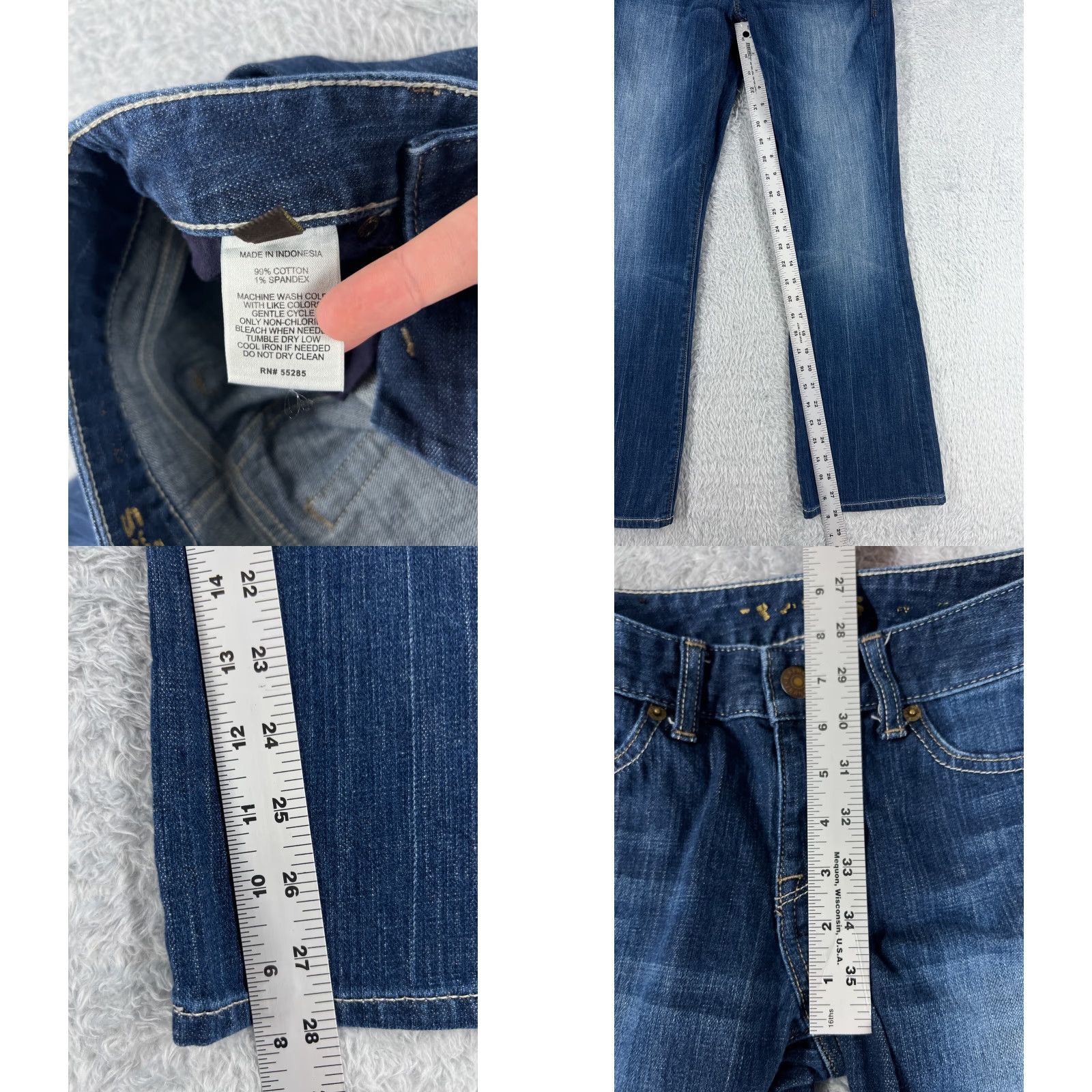 Express Express Jeans Womens Jeans Flared 26x28 Blue Denim Low Rise 0 Regular Cotton Elastane 5-Pocket Mens Womens Size 25" / US 0 / IT 36 - 8 Thumbnail