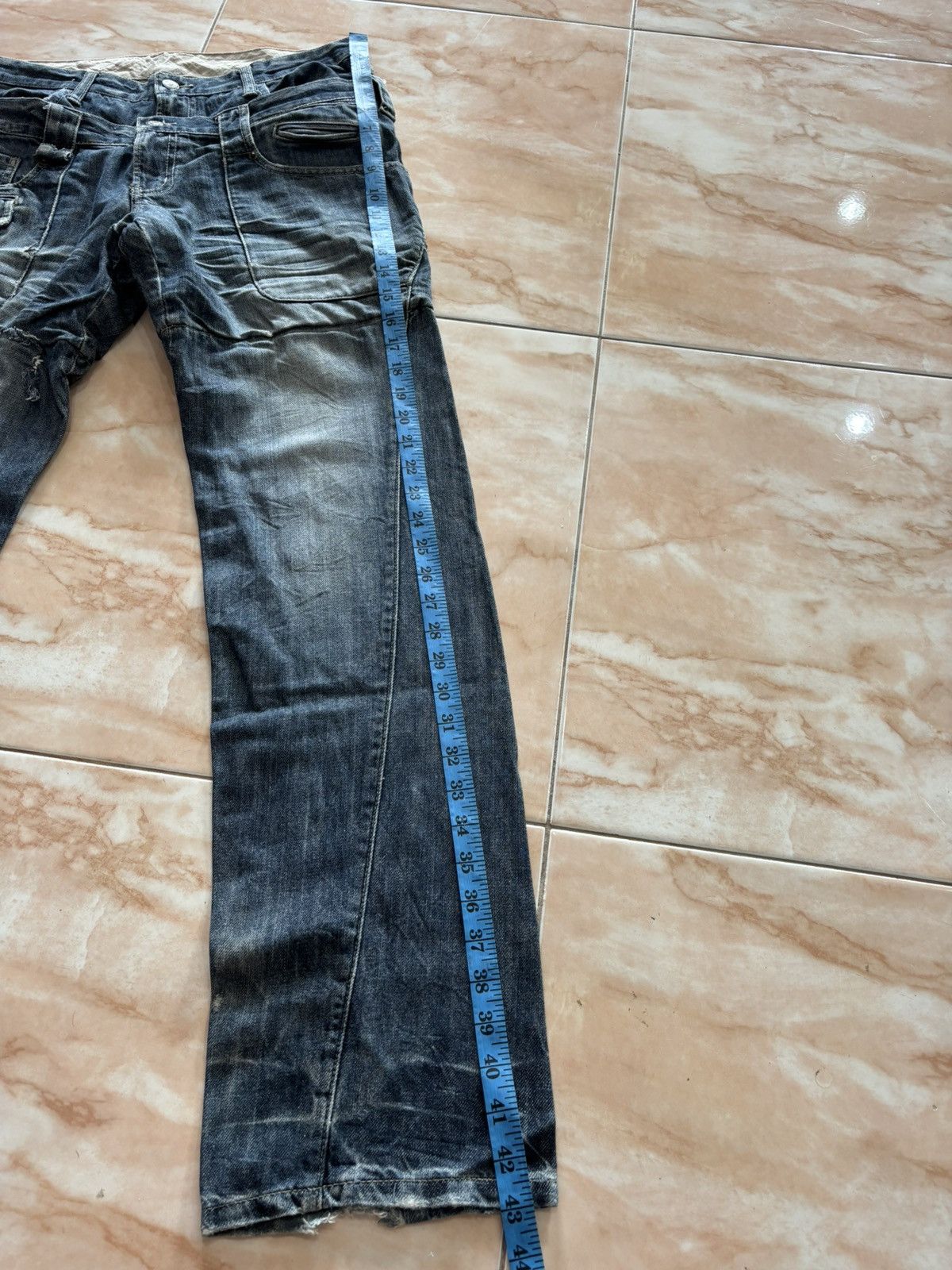 If Six Was Nine PPFM Double Waist Distressed Denim Jean Size US 33 - 18 Thumbnail